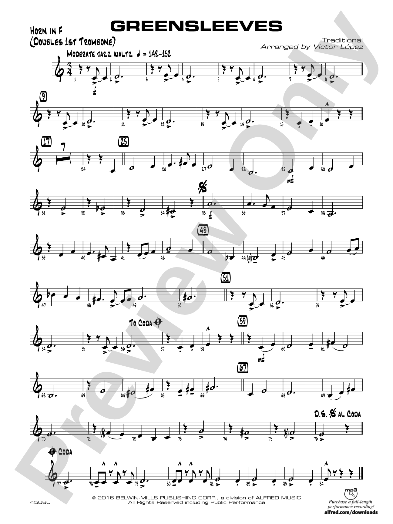 Greensleeves: 1st F Horn