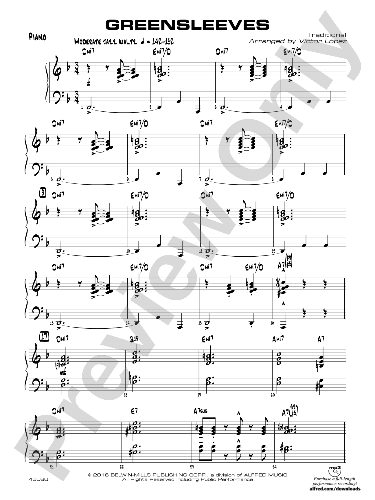Greensleeves: Piano Accompaniment