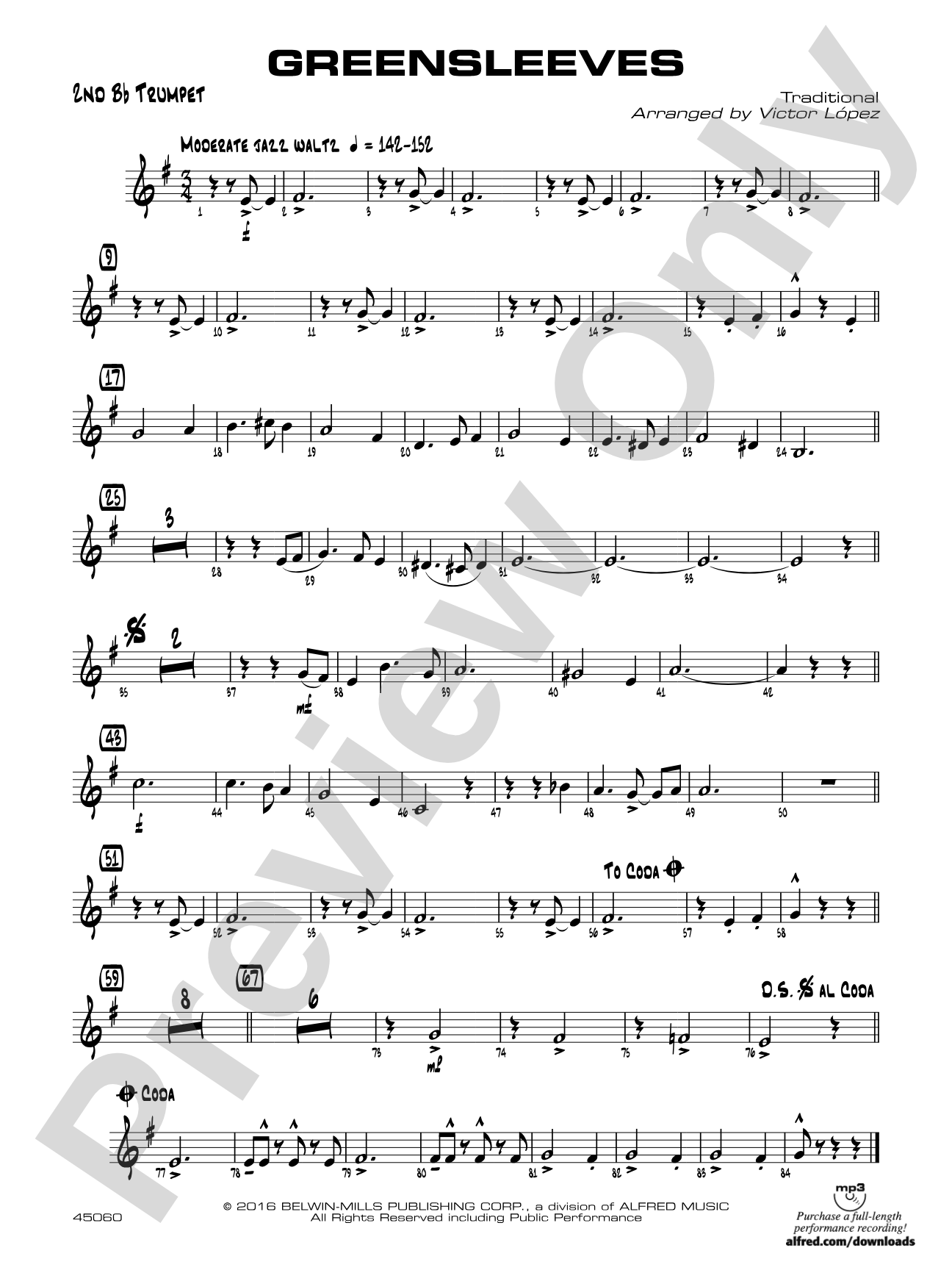 Greensleeves: 2nd B-flat Trumpet