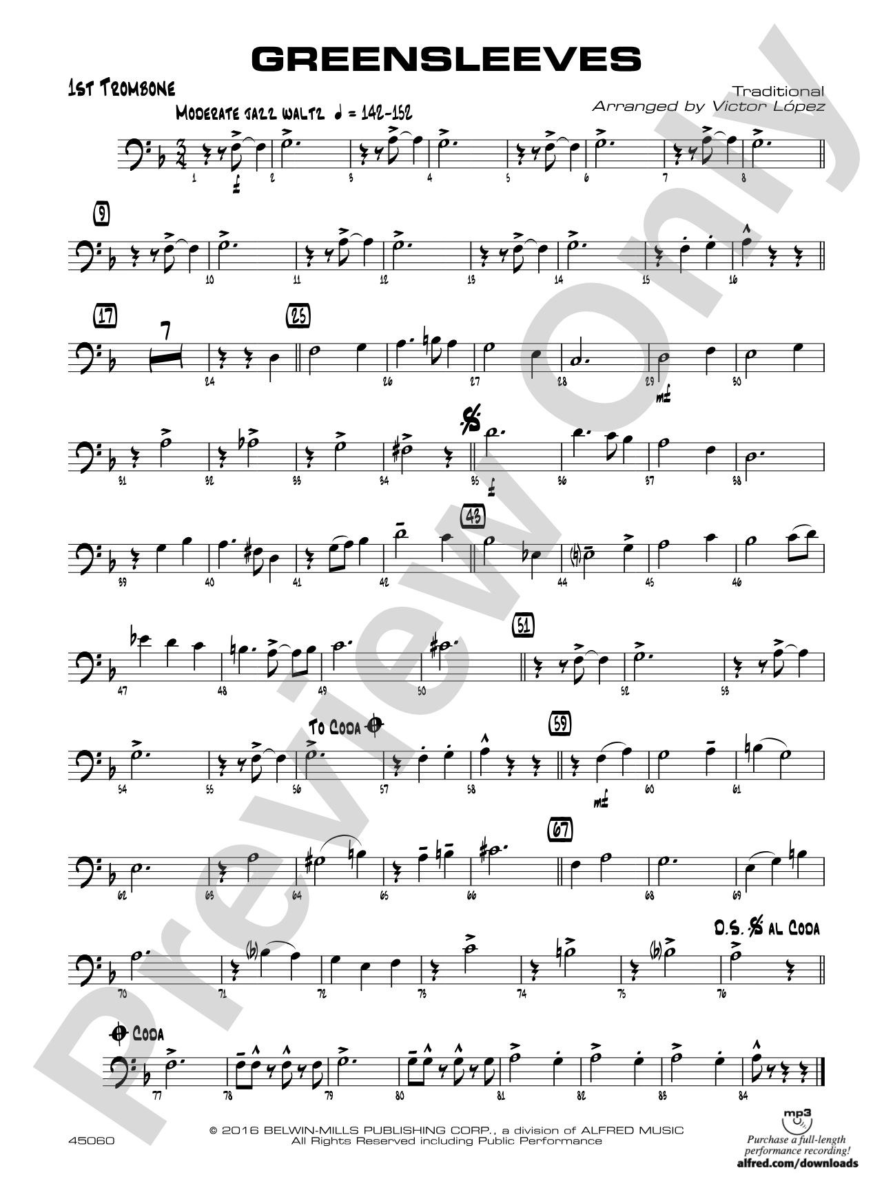 Greensleeves: 1st Trombone