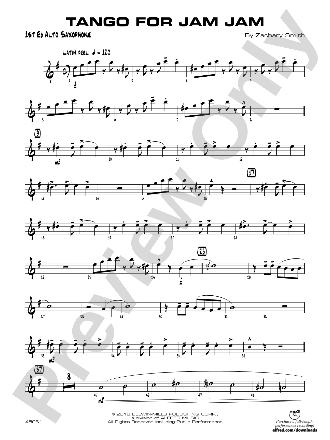 Tango for Jam Jam: E-flat Alto Saxophone