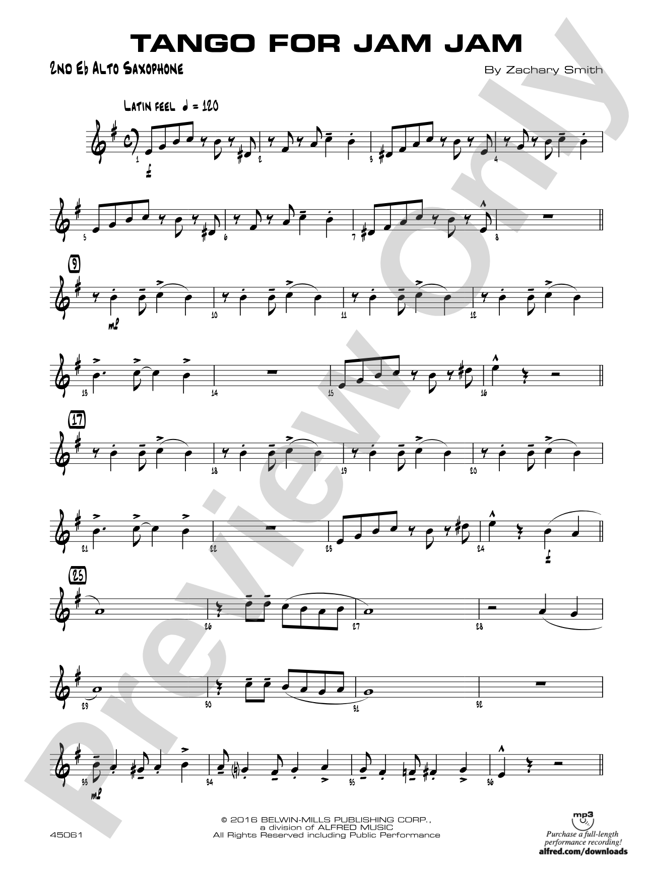 Tango for Jam Jam: 2nd E-flat Alto Saxophone