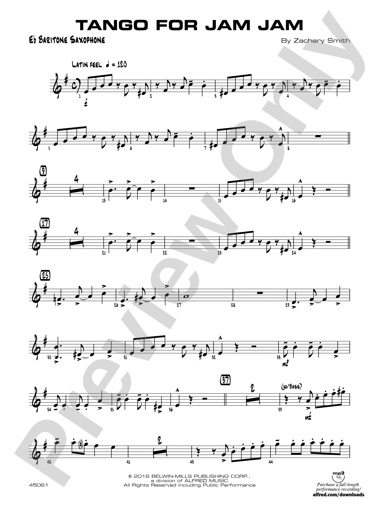 Tango for Jam Jam: E-flat Baritone Saxophone
