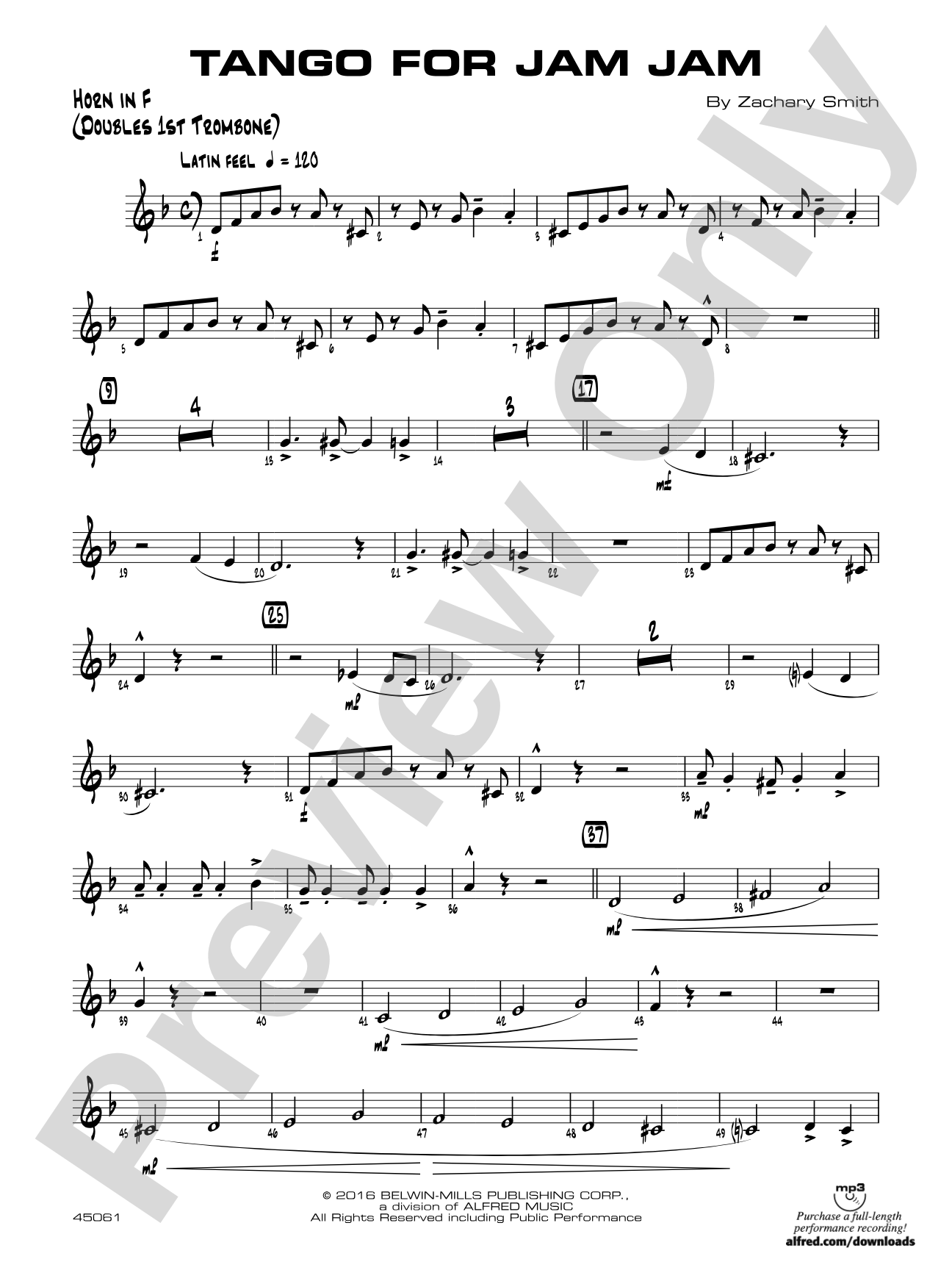 Tango for Jam Jam: 1st F Horn