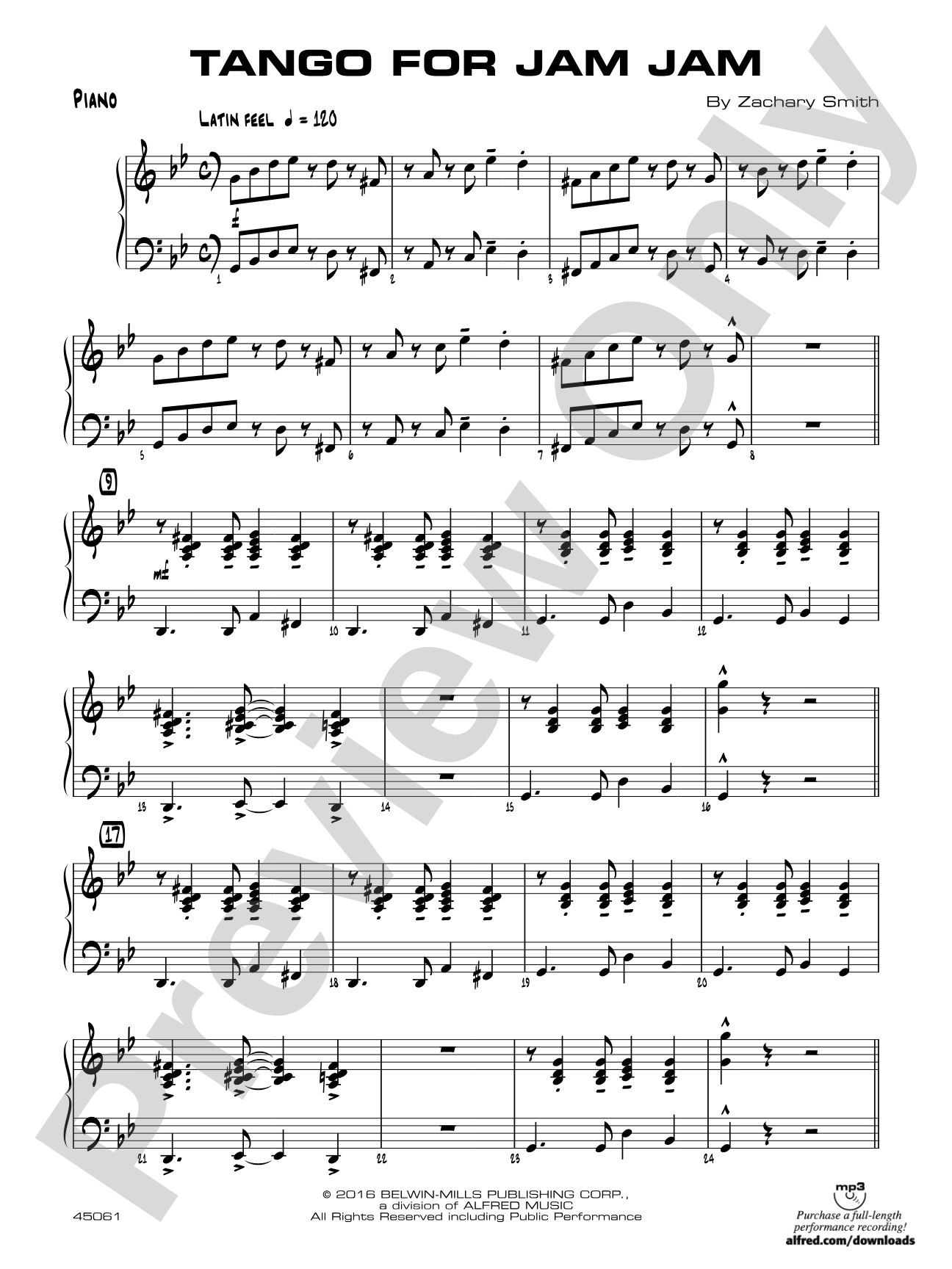 Tango for Jam Jam: Piano Accompaniment