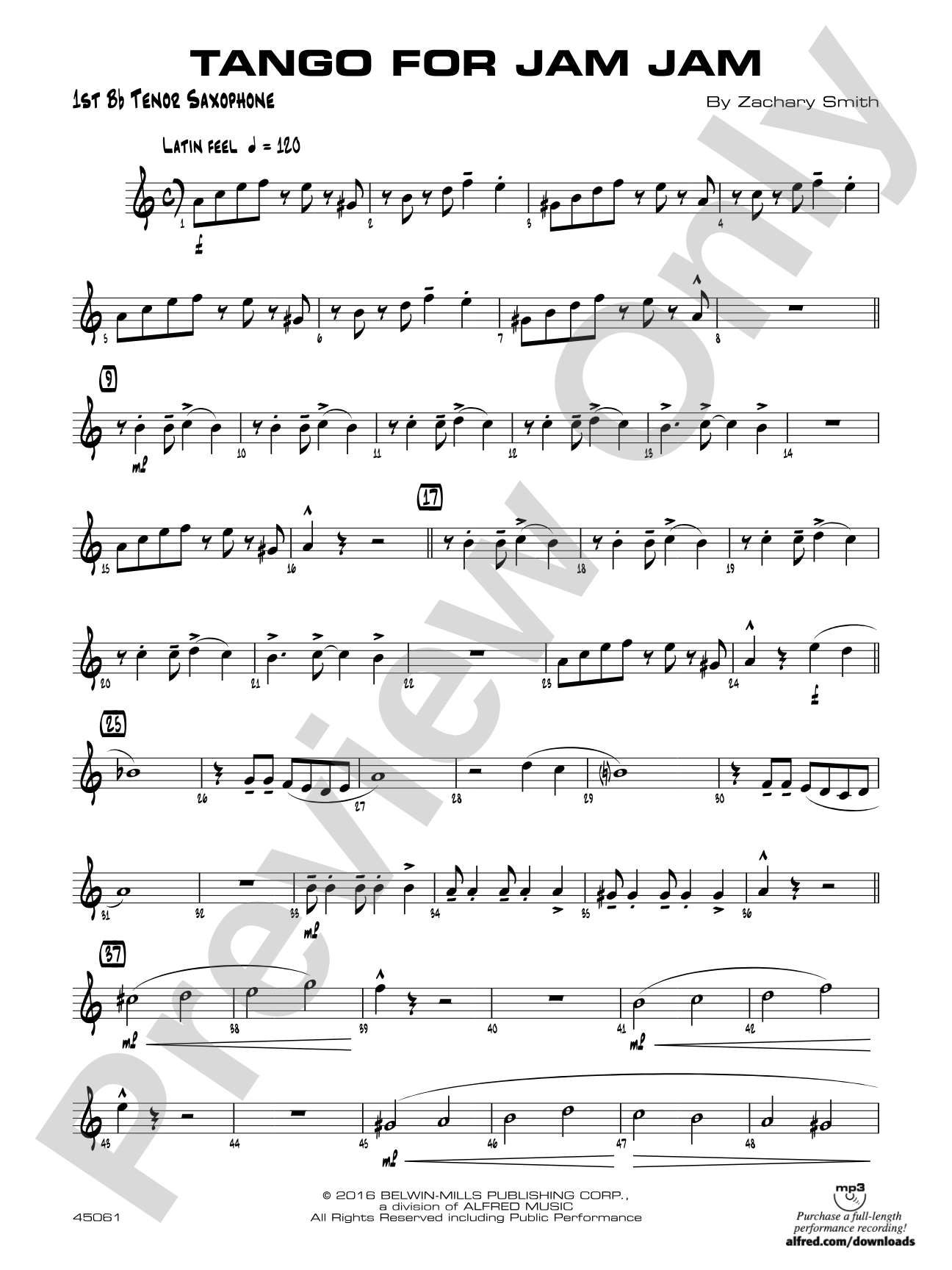 Tango for Jam Jam: B-flat Tenor Saxophone