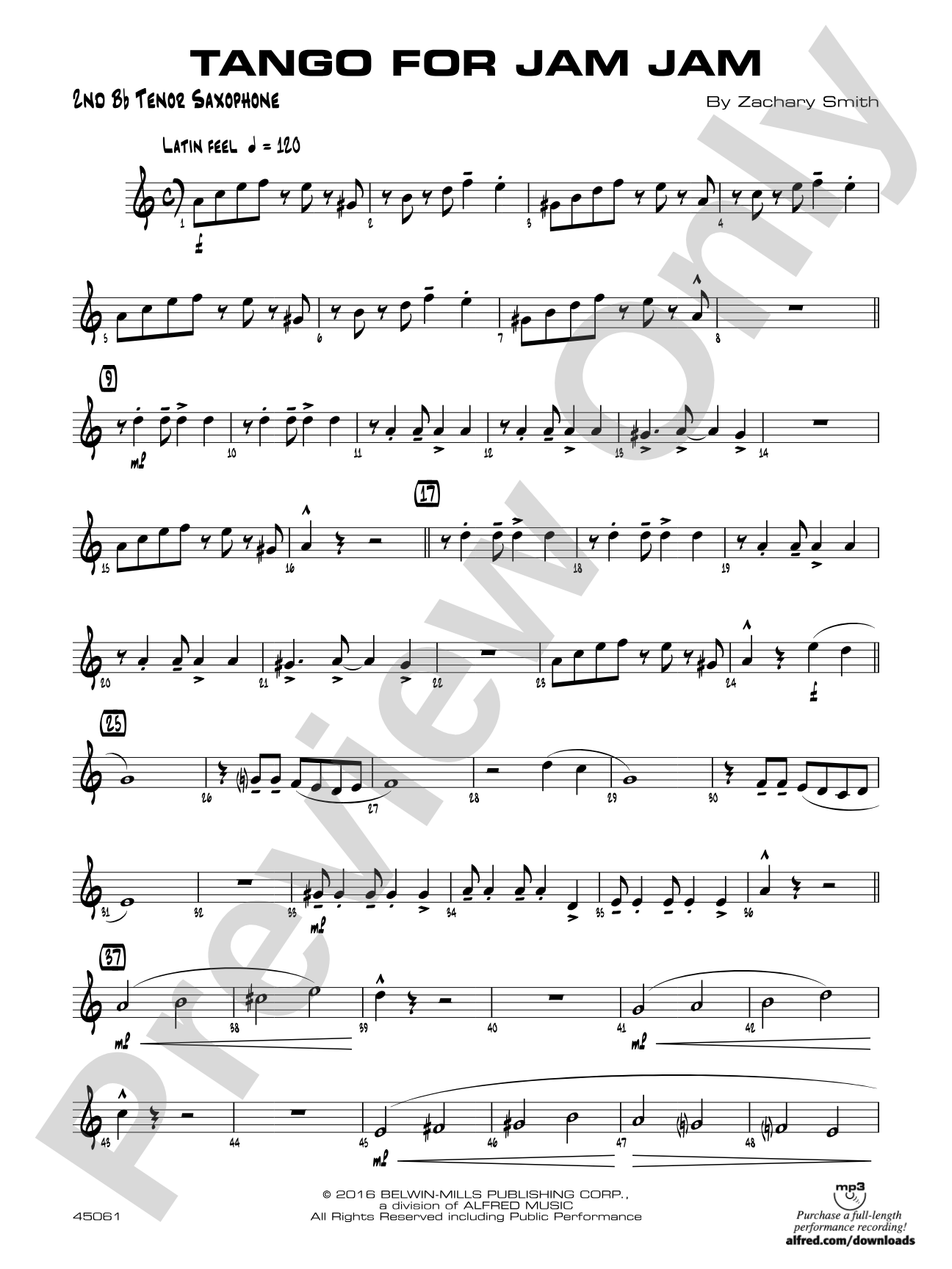 Tango for Jam Jam: 2nd B-flat Tenor Saxophone