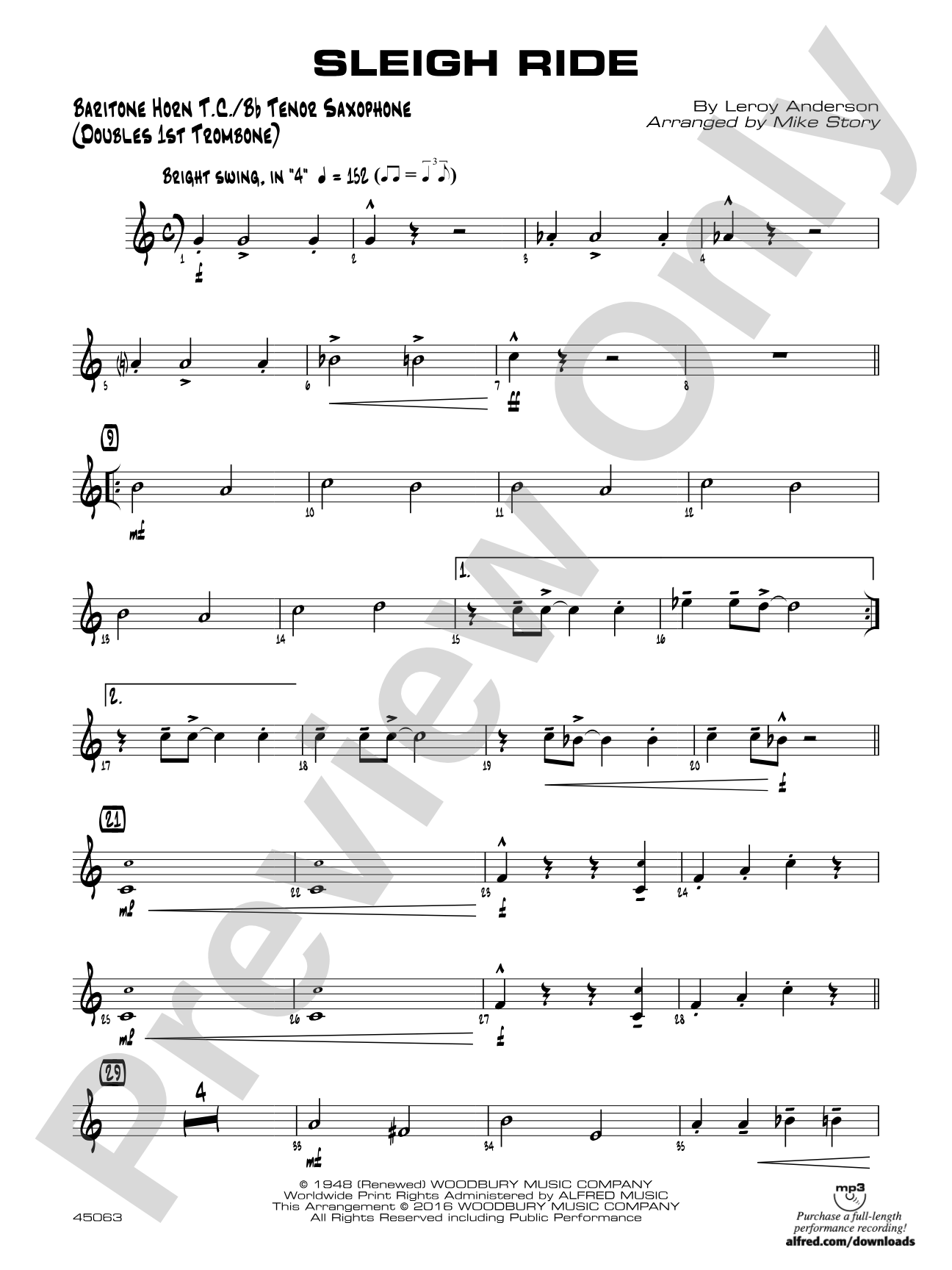 Sleigh Ride: Baritone T.C.