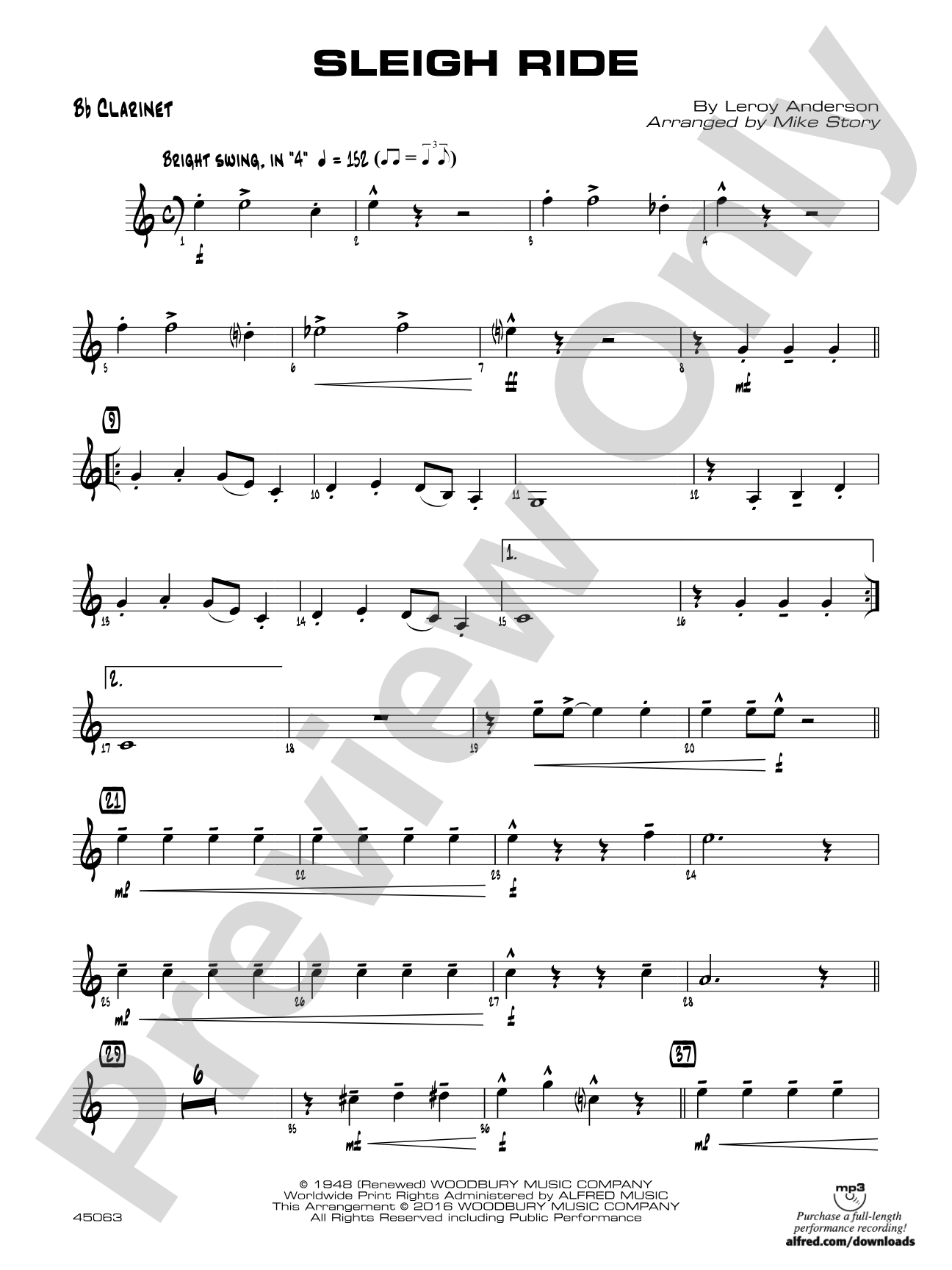 Sleigh Ride: 1st B-flat Clarinet