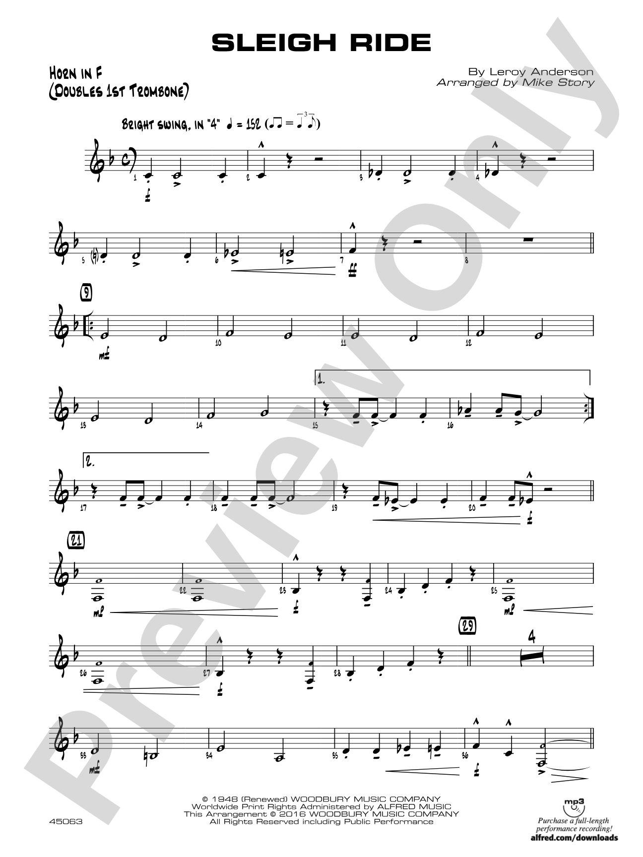 Sleigh Ride: 1st F Horn