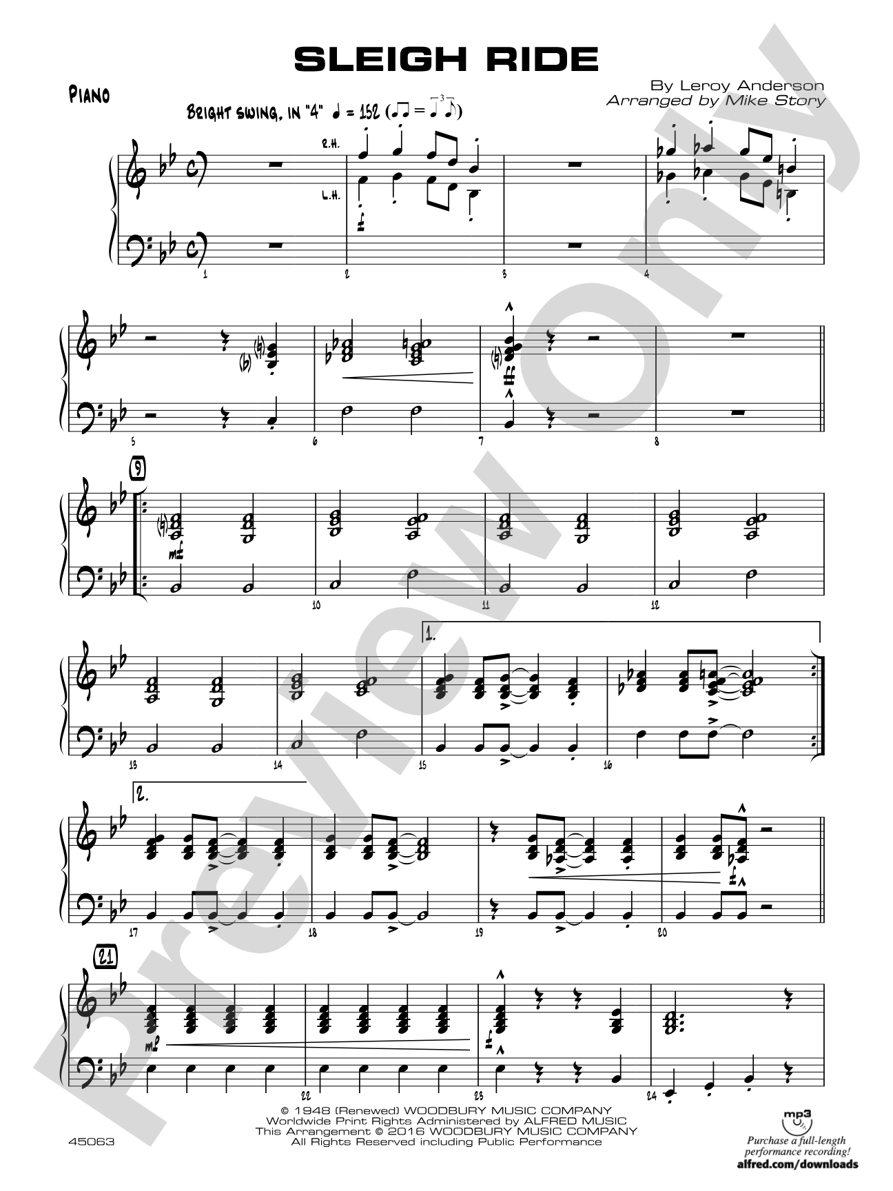 Sleigh Ride: Piano Accompaniment