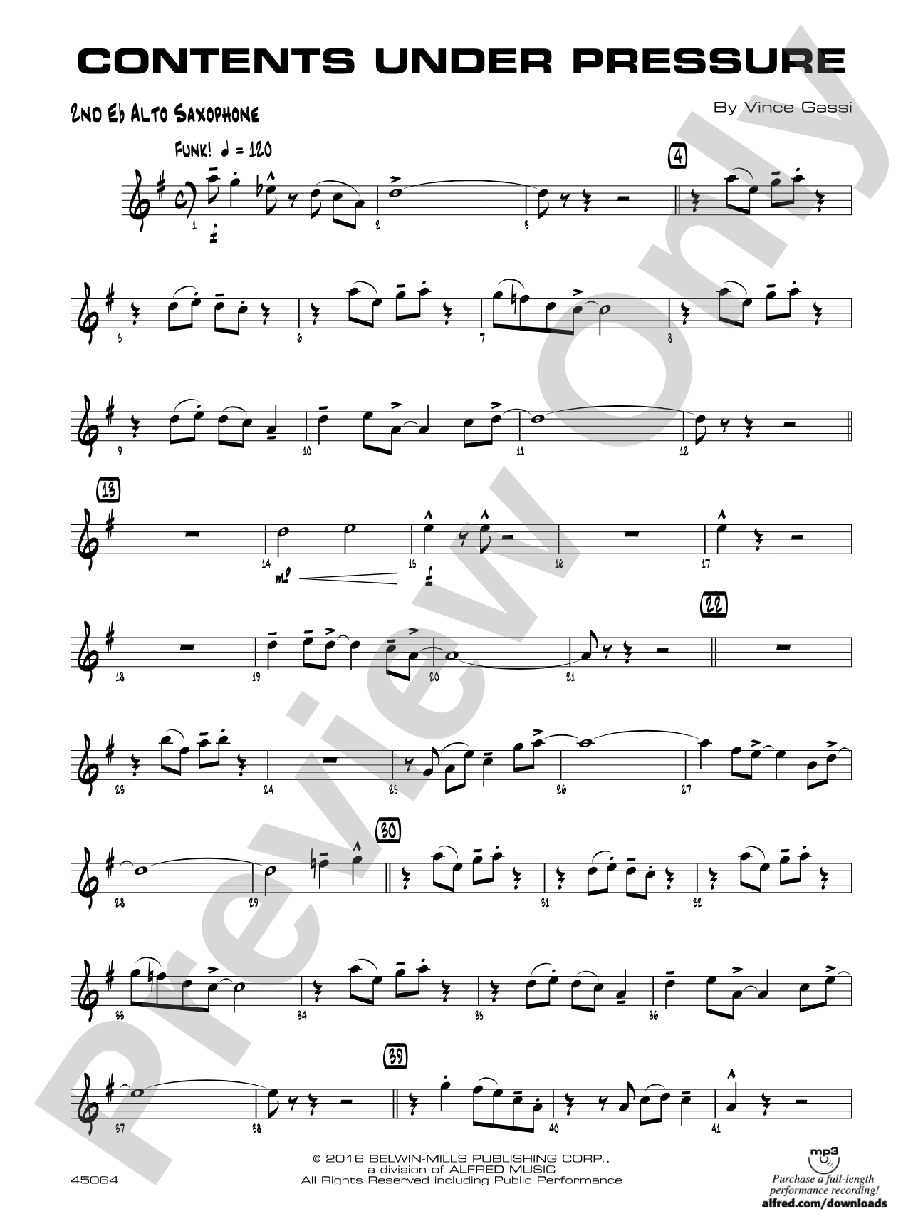Contents Under Pressure: 2nd E-flat Alto Saxophone