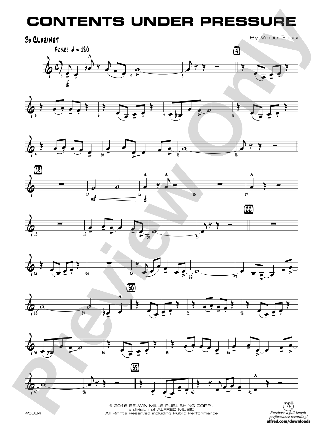 Contents Under Pressure: 1st B-flat Clarinet