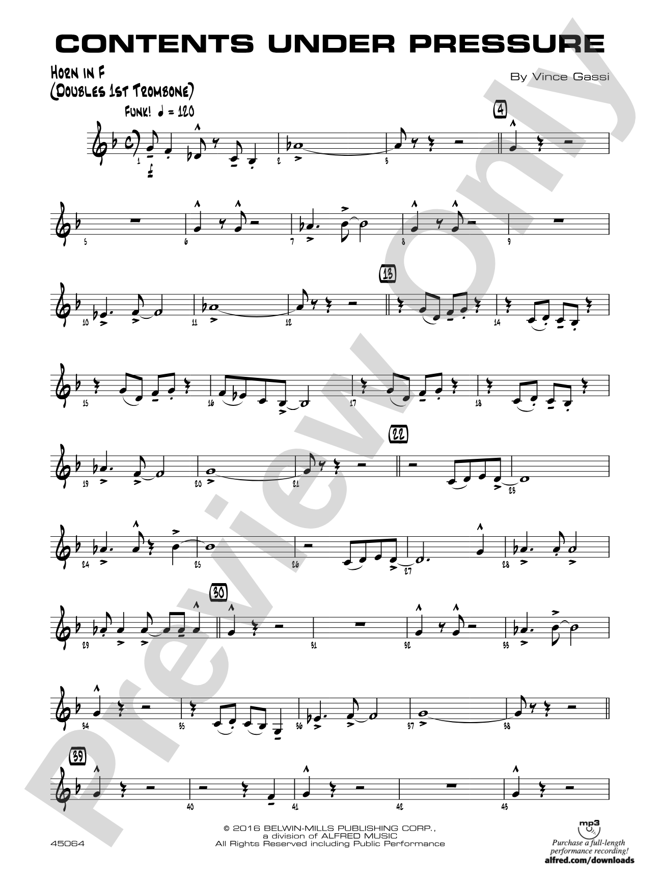 Contents Under Pressure: 1st F Horn