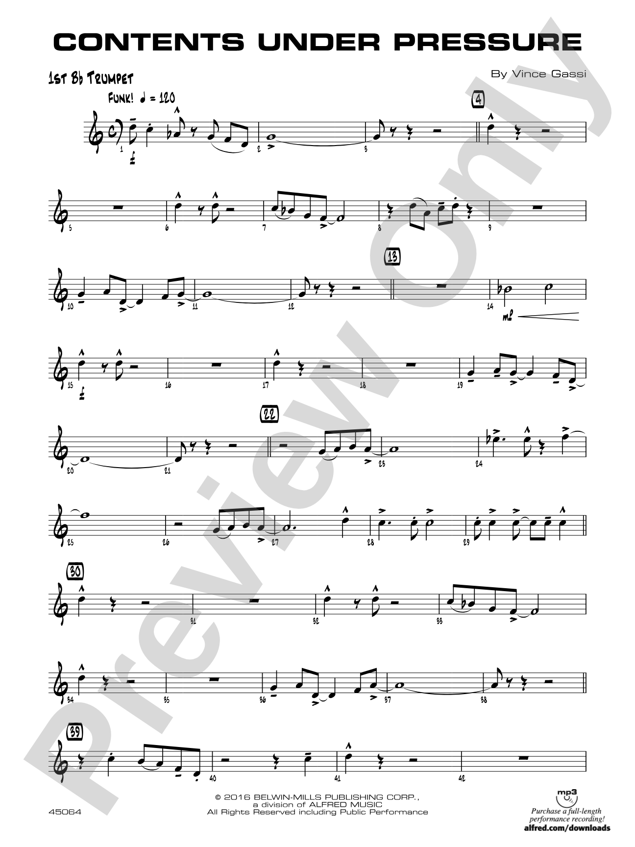 Contents Under Pressure: 1st B-flat Trumpet