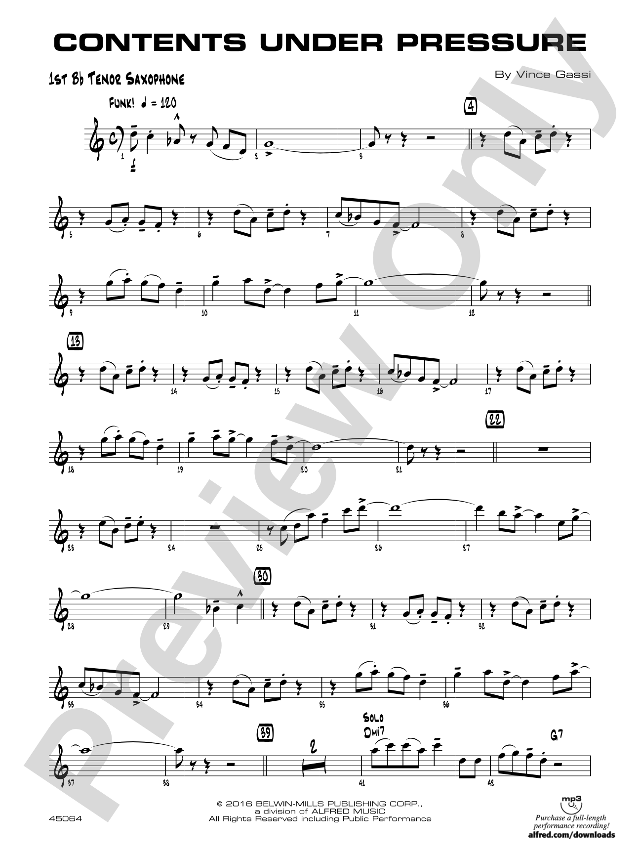 Contents Under Pressure: B-flat Tenor Saxophone