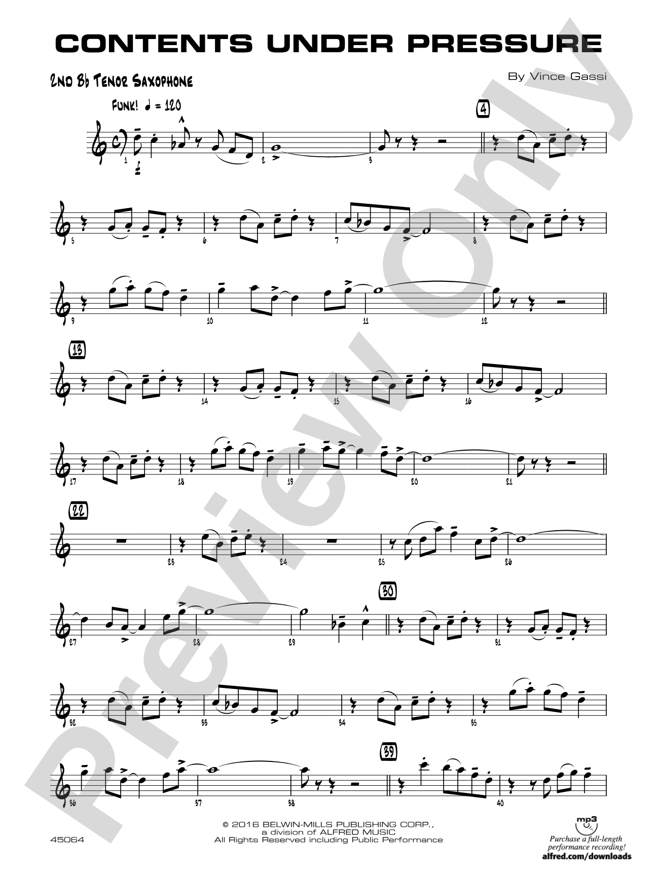 Contents Under Pressure: 2nd B-flat Tenor Saxophone