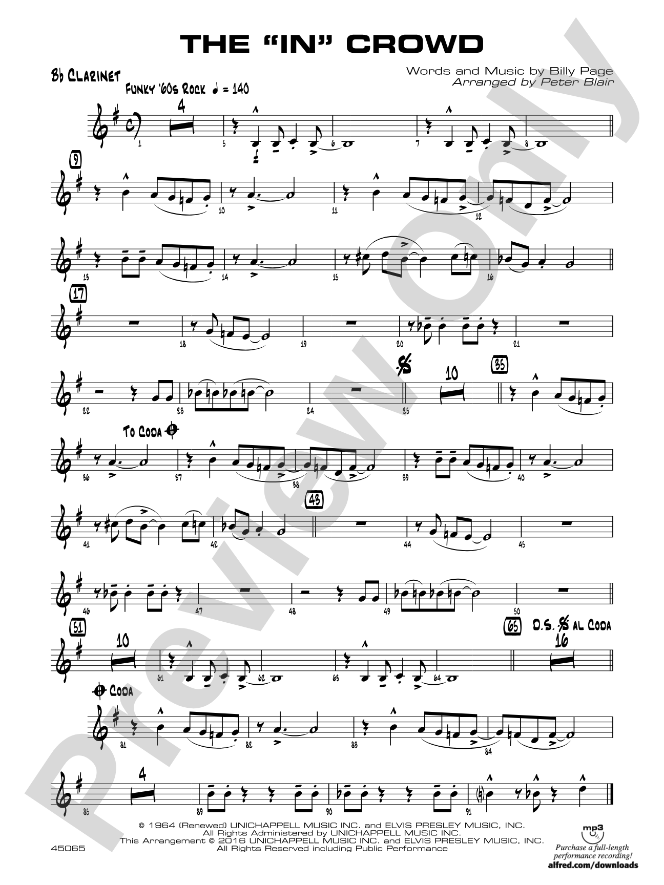 The "In" Crowd: 1st B-flat Clarinet