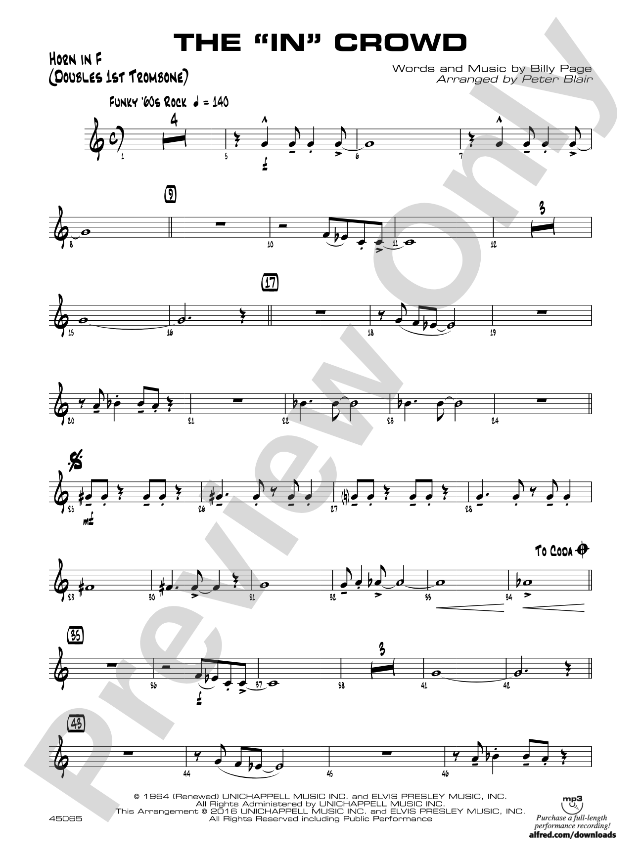 The "In" Crowd: 1st F Horn