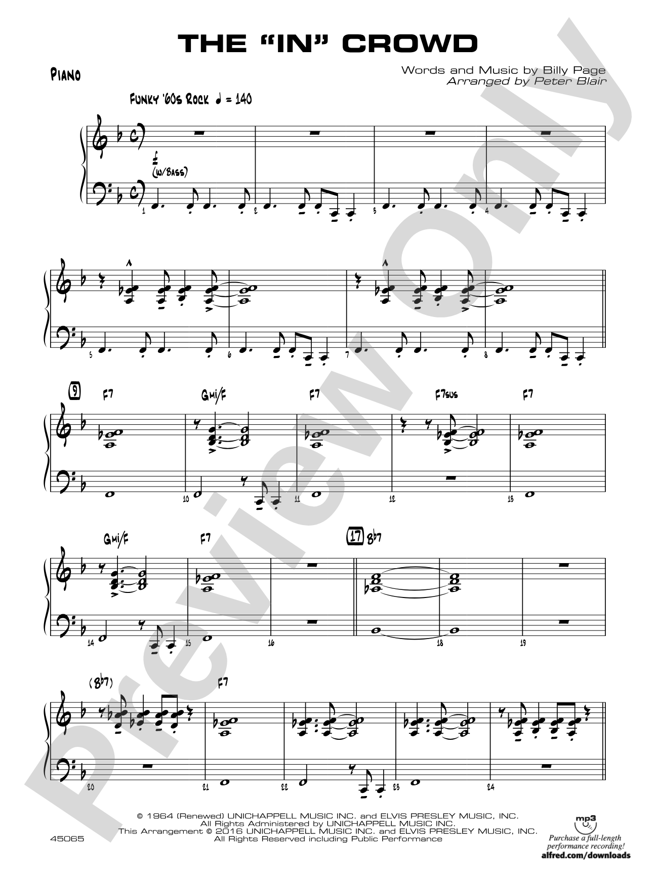 The "In" Crowd: Piano Accompaniment