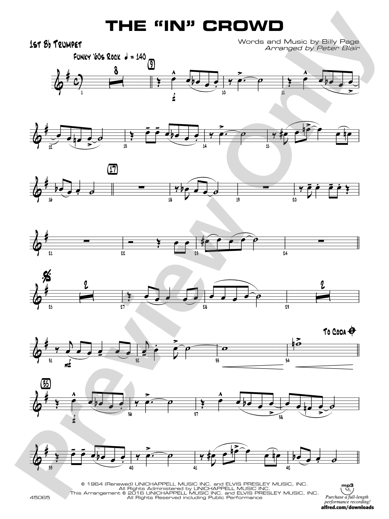The "In" Crowd: 1st B-flat Trumpet