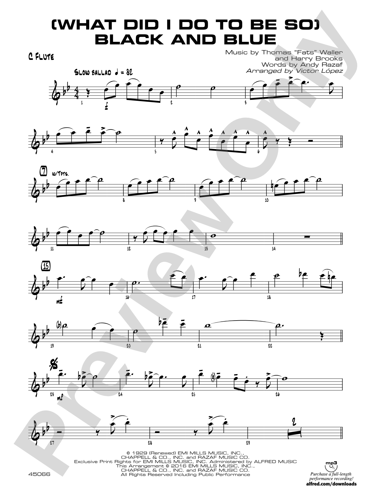 (What Did I Do to Be So) Black and Blue: Flute