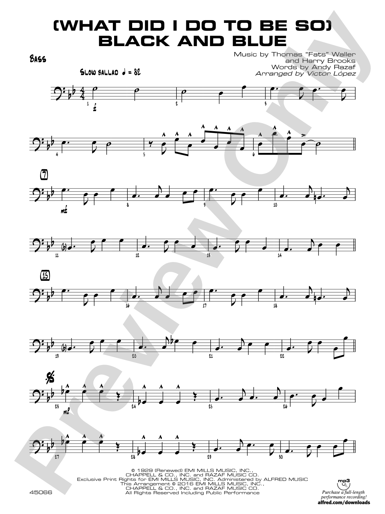 (What Did I Do to Be So) Black and Blue: String Bass