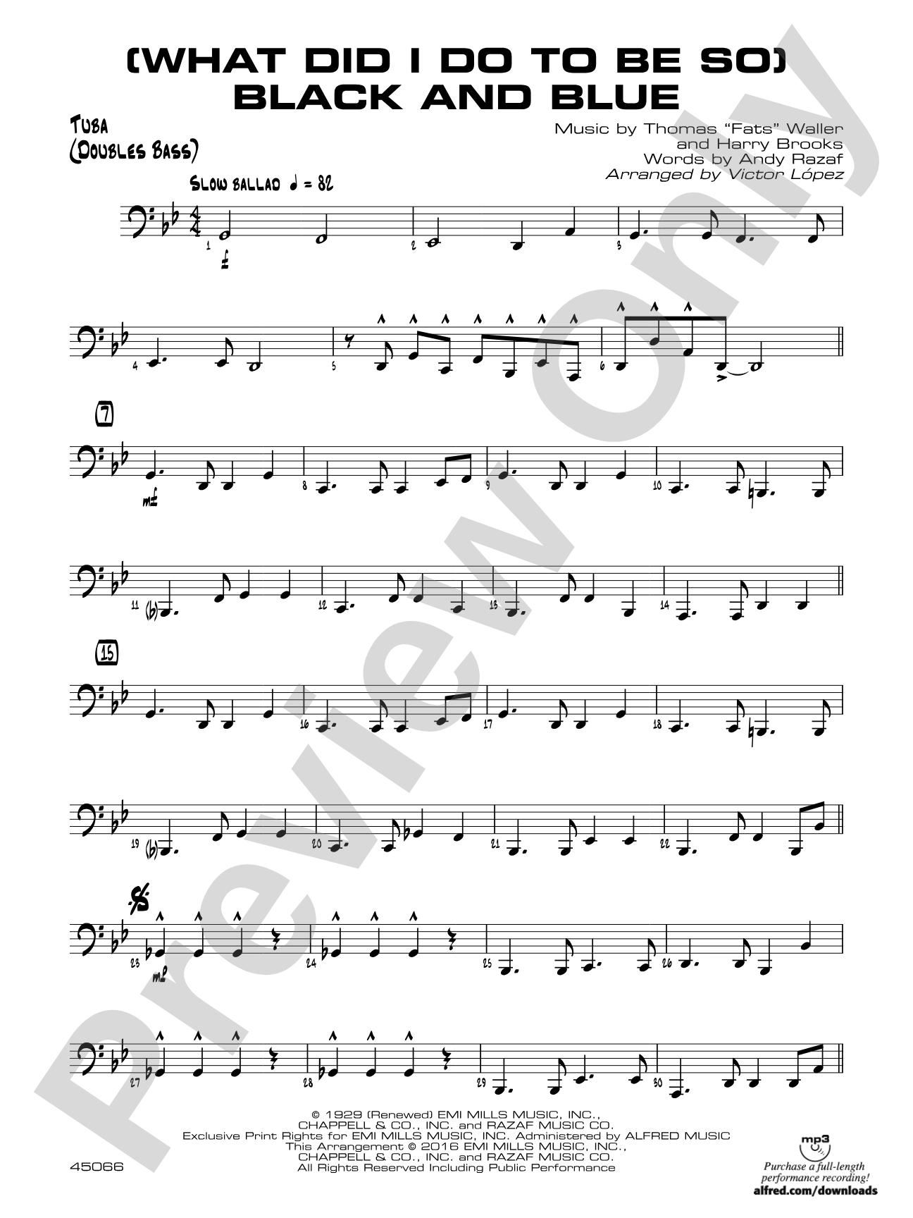 (What Did I Do to Be So) Black and Blue: Tuba