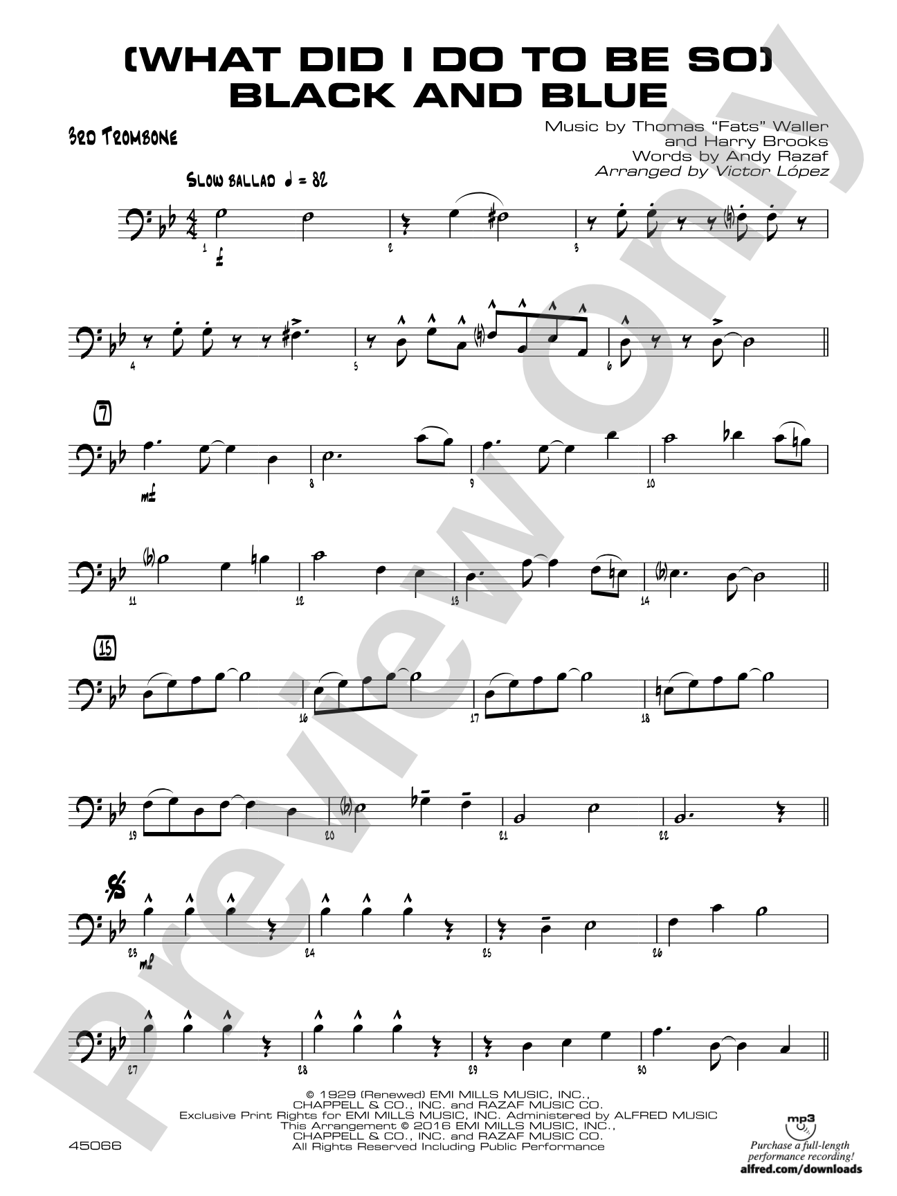 (What Did I Do to Be So) Black and Blue: 3rd Trombone