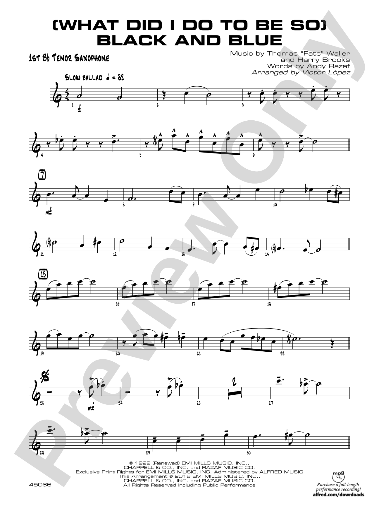 (What Did I Do to Be So) Black and Blue: B-flat Tenor Saxophone