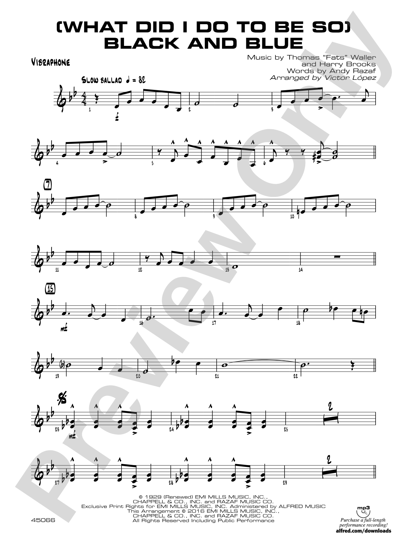 (What Did I Do to Be So) Black and Blue: Vibraphone