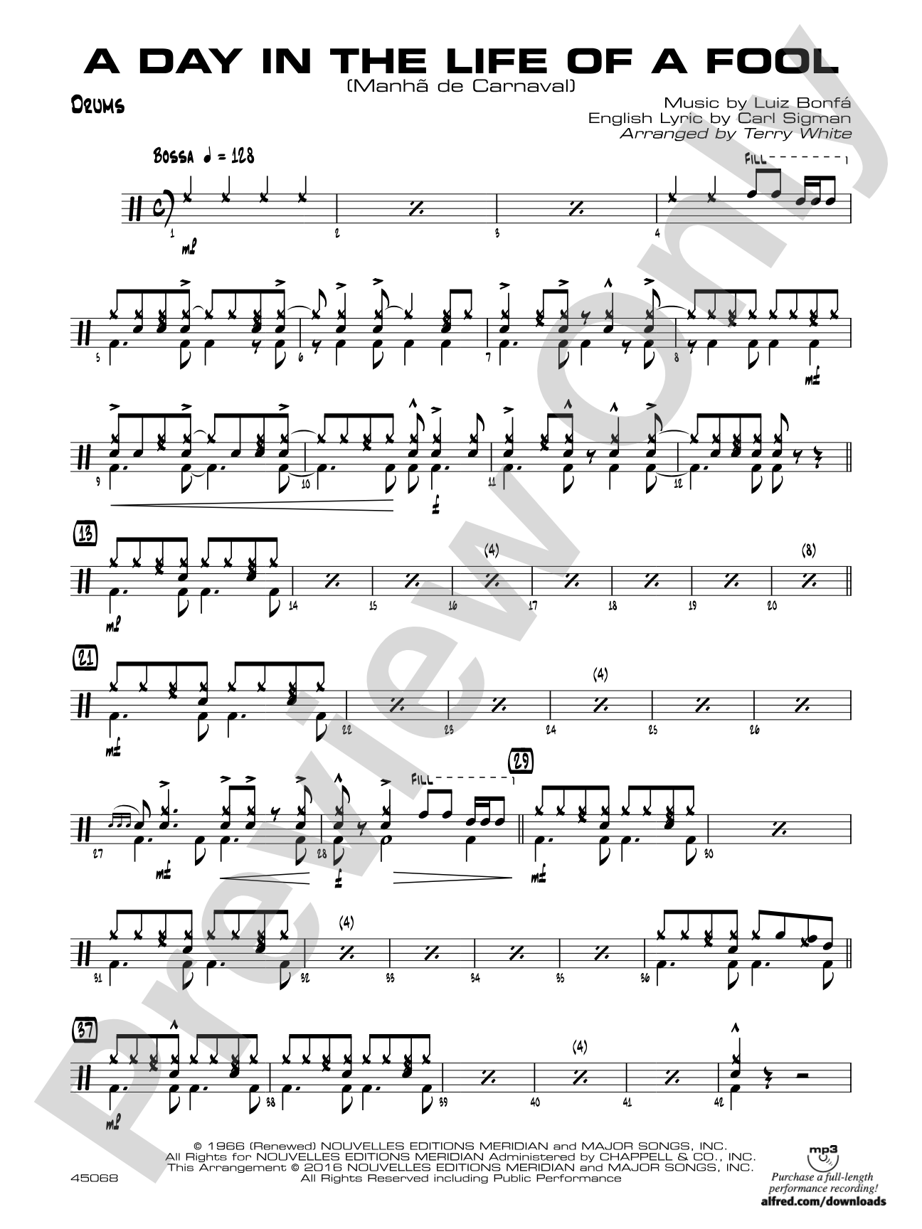 A Day in the Life of a Fool (Manha de Carnaval): Drums