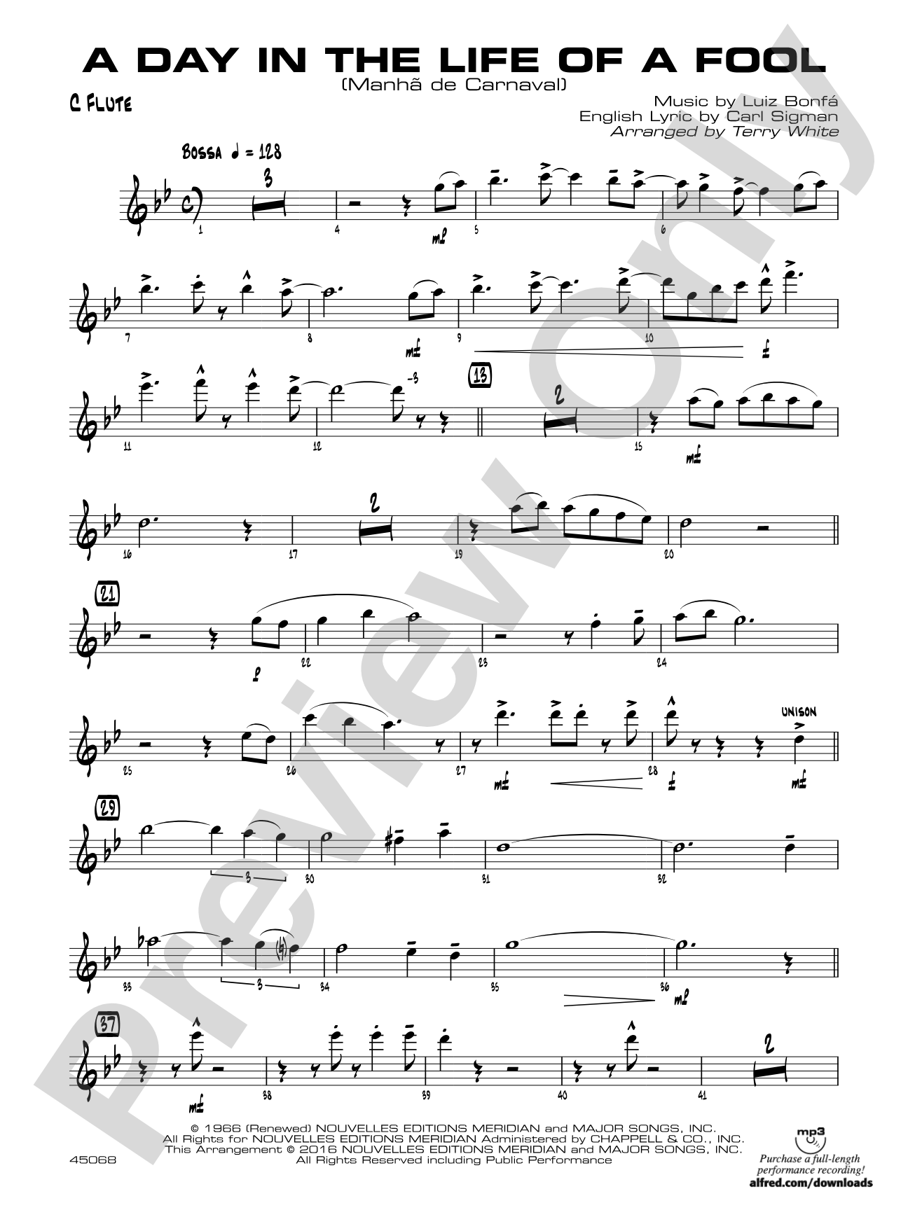 A Day in the Life of a Fool (Manha de Carnaval): Flute