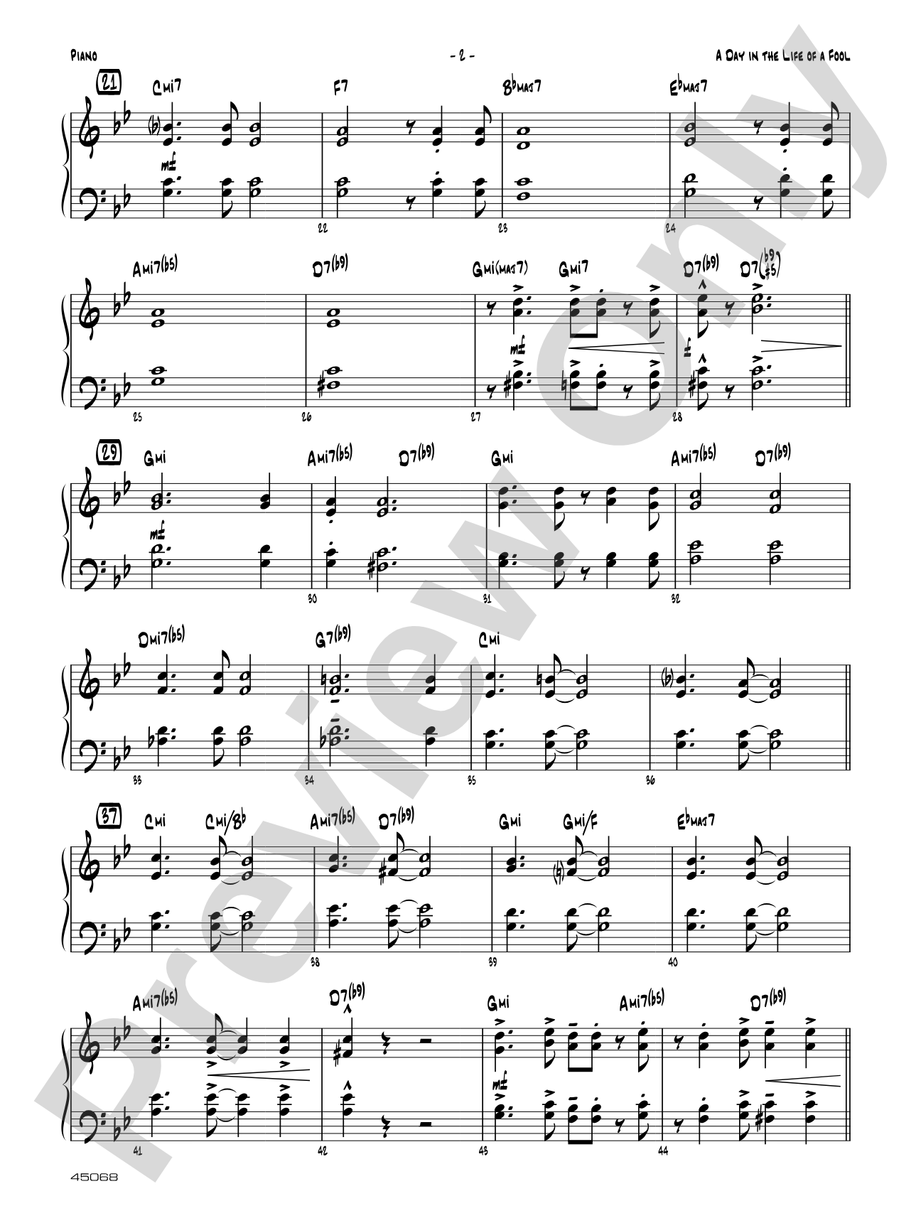 A Day in the Life of a Fool (Manha de Carnaval): Piano Accompaniment