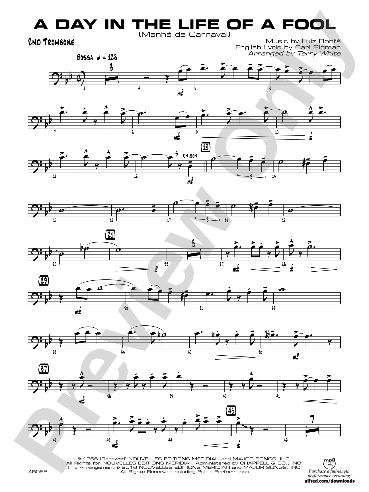 A Day in the Life of a Fool (Manha de Carnaval): 2nd Trombone