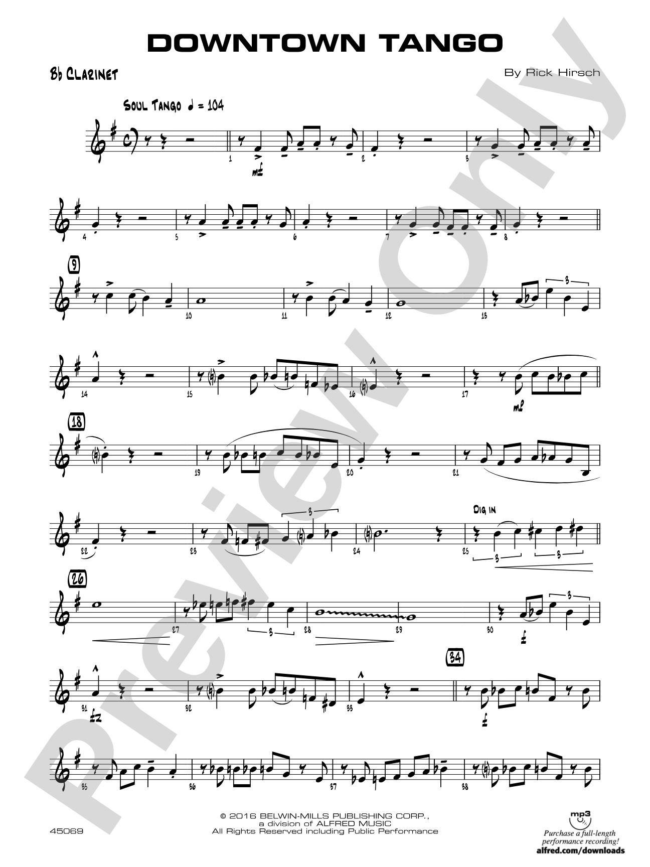 Downtown Tango: 1st B-flat Clarinet