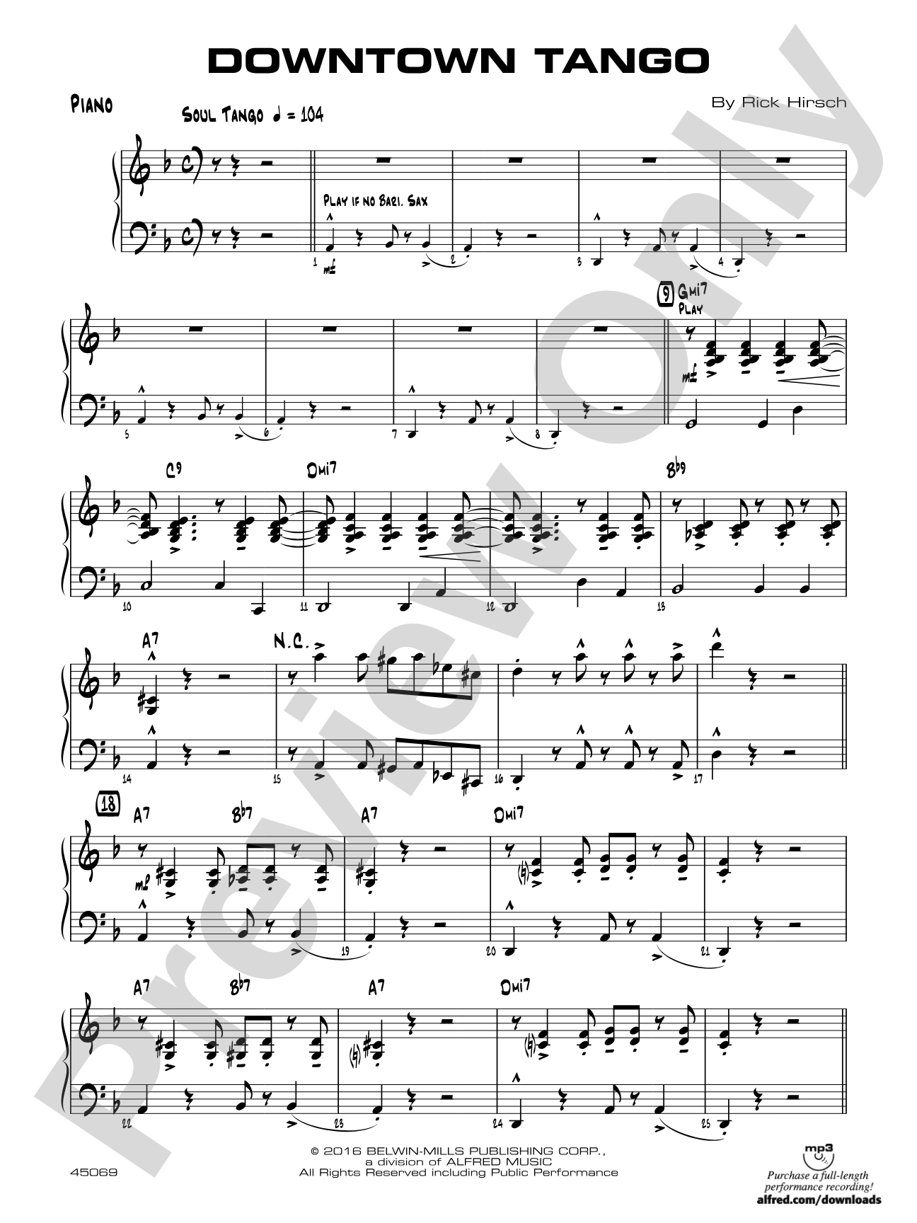 Downtown Tango: Piano Accompaniment