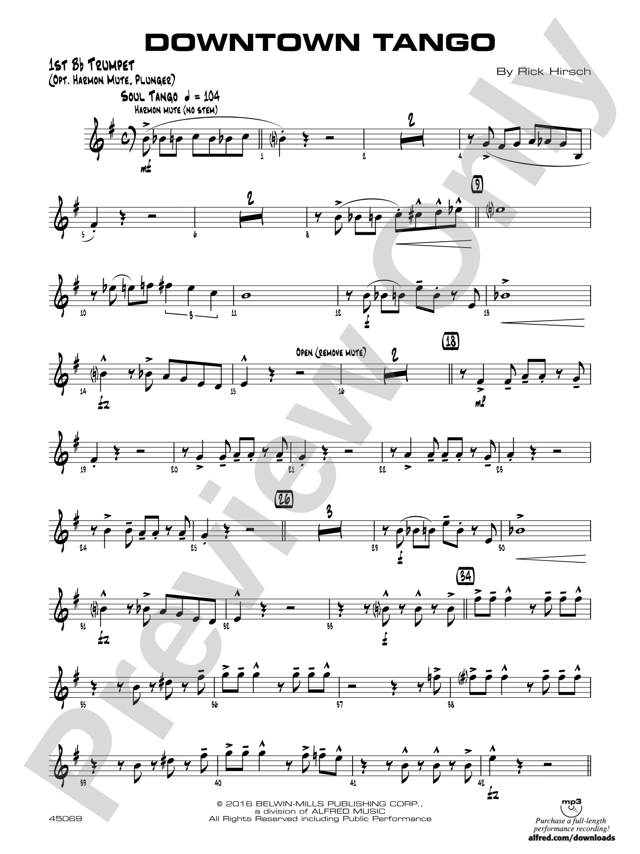 Downtown Tango: 1st B-flat Trumpet