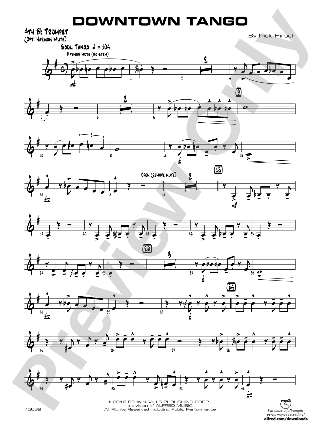 Downtown Tango: 4th B-flat Trumpet