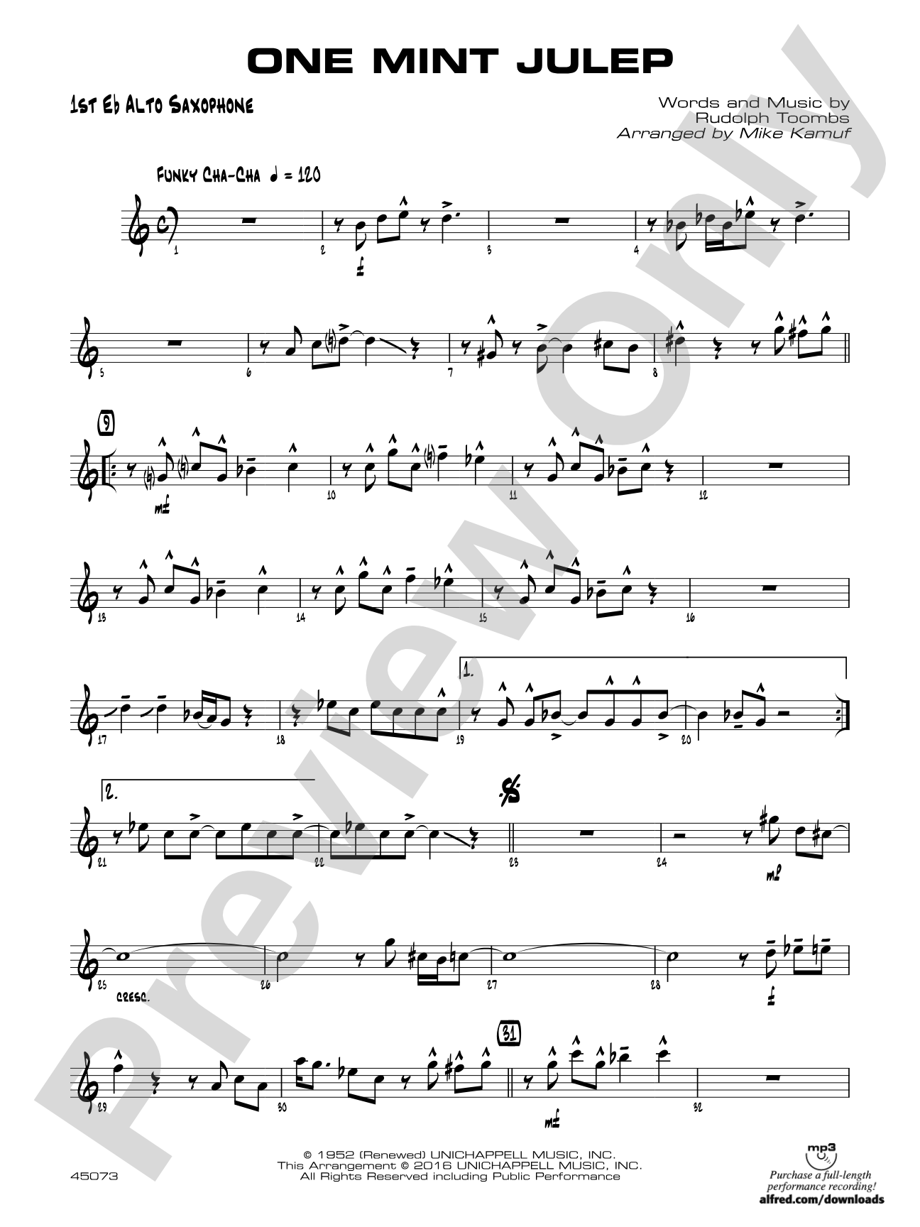 One Mint Julep: E-flat Alto Saxophone