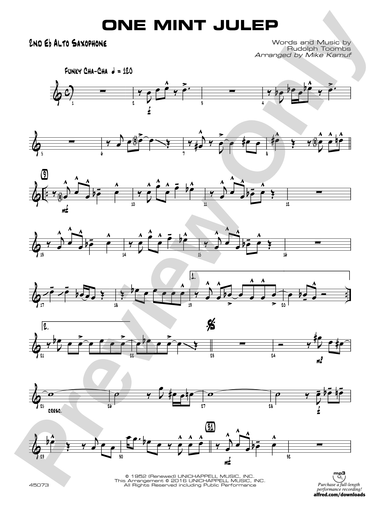 One Mint Julep: 2nd E-flat Alto Saxophone