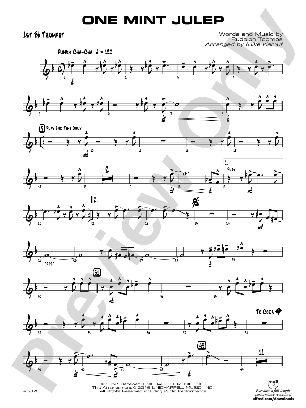One Mint Julep: 1st B-flat Trumpet