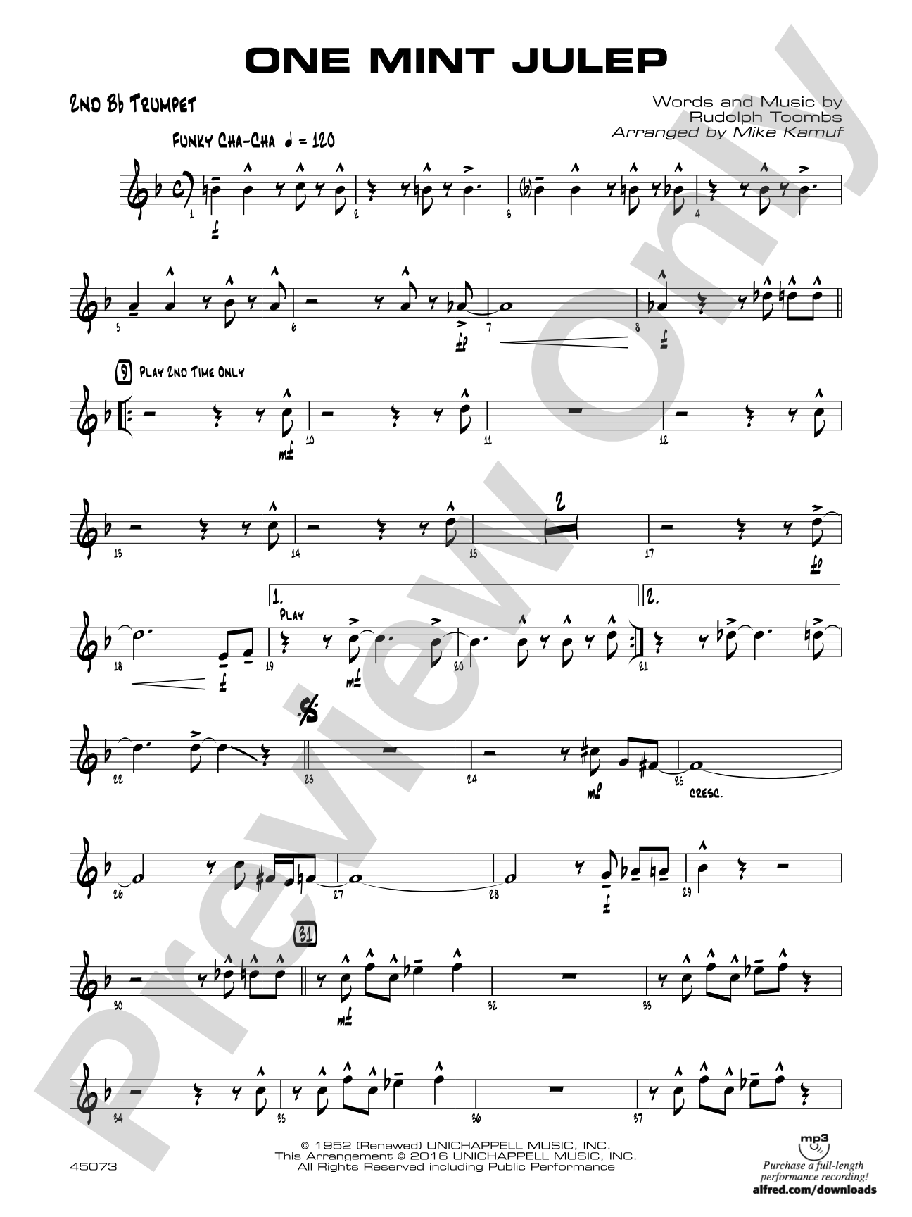 One Mint Julep: 2nd B-flat Trumpet