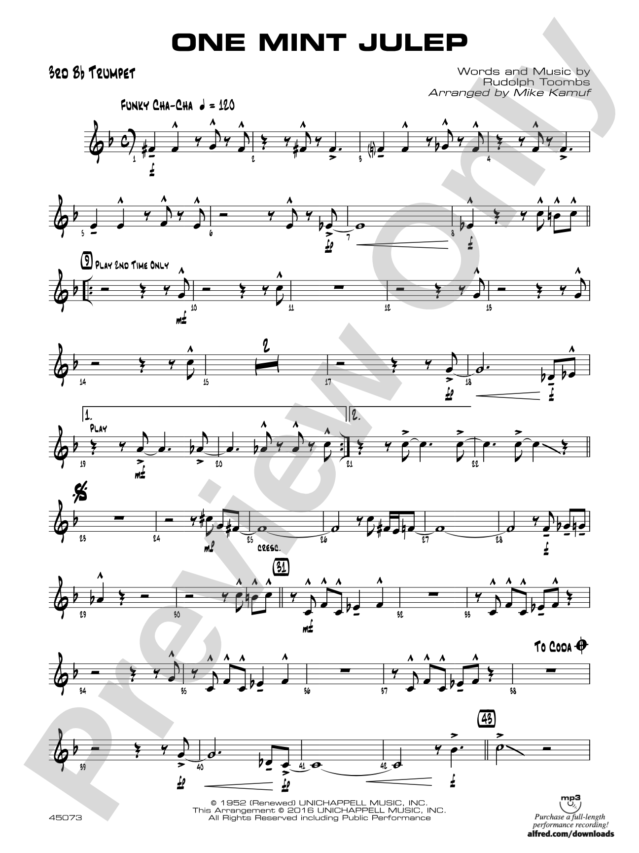 One Mint Julep: 3rd B-flat Trumpet