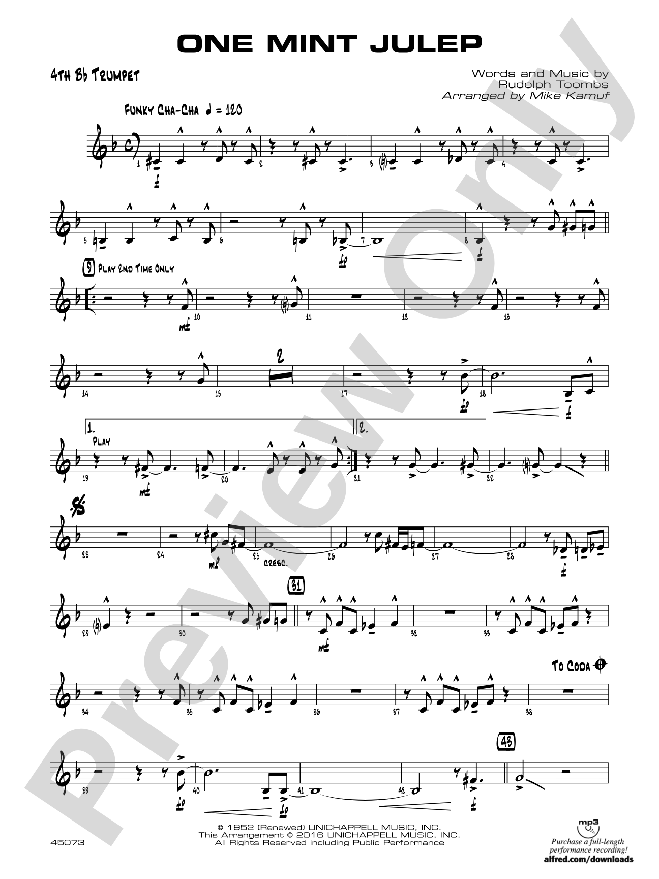 One Mint Julep: 4th B-flat Trumpet