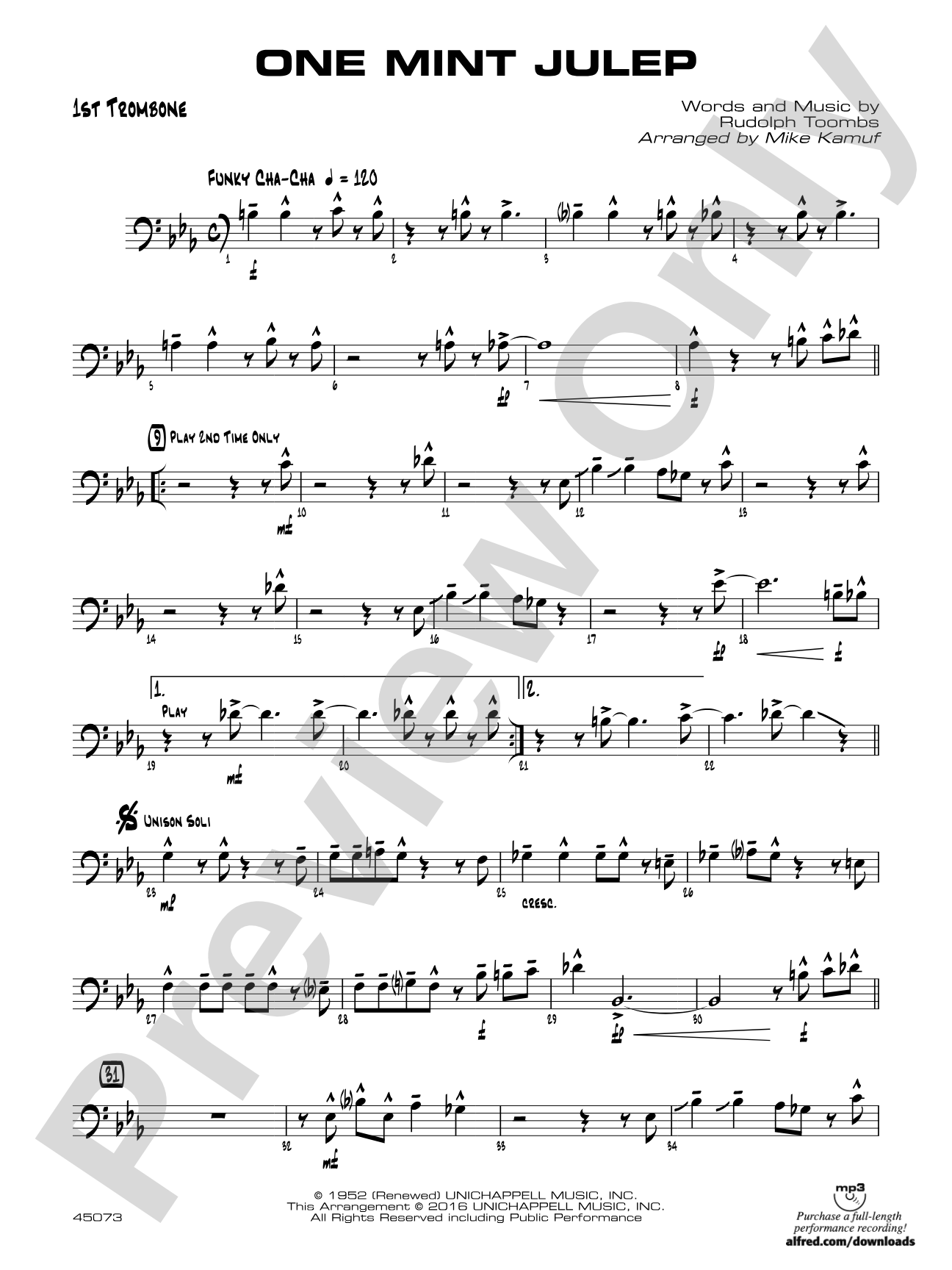 One Mint Julep: 1st Trombone