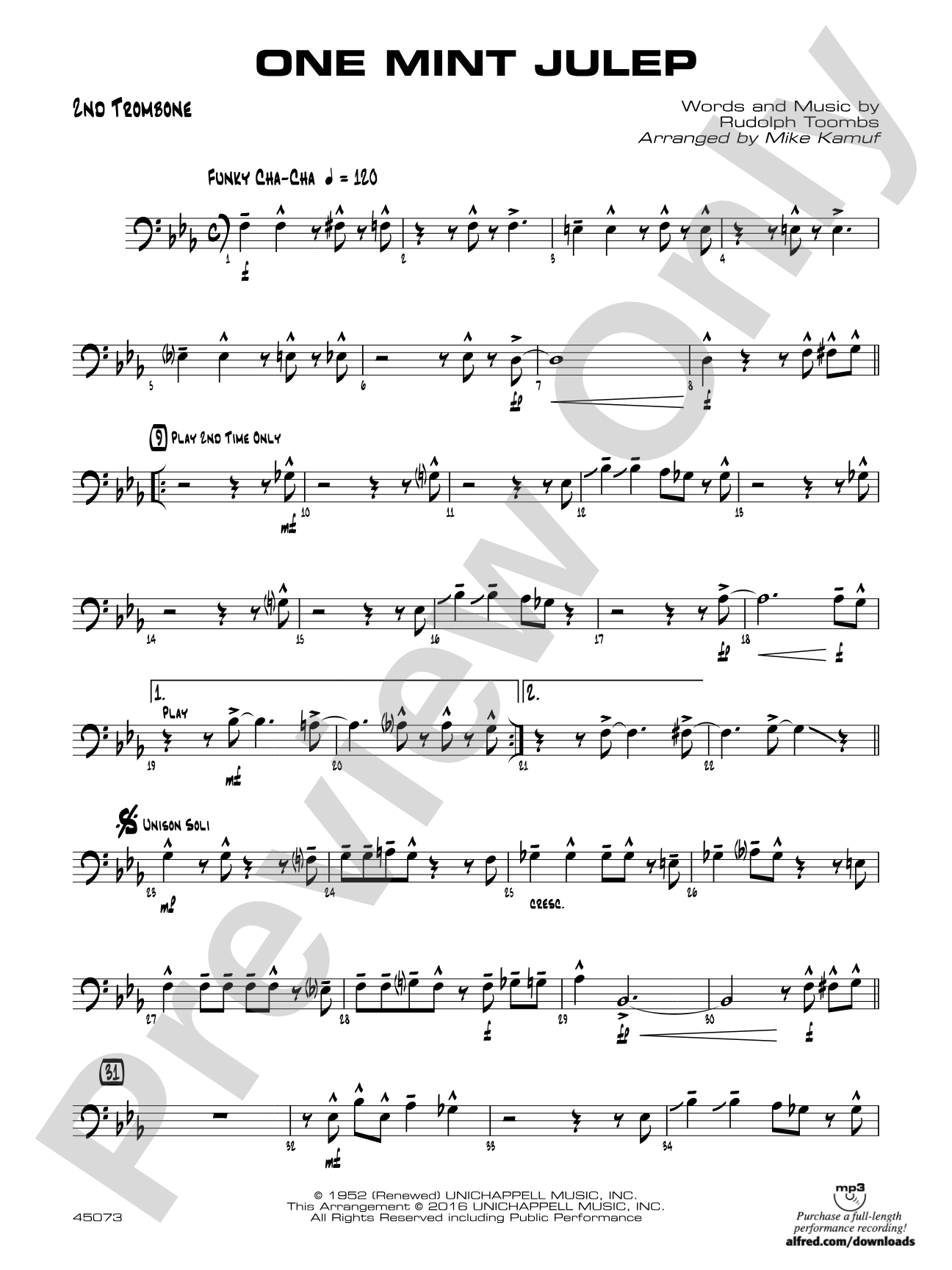 One Mint Julep: 2nd Trombone