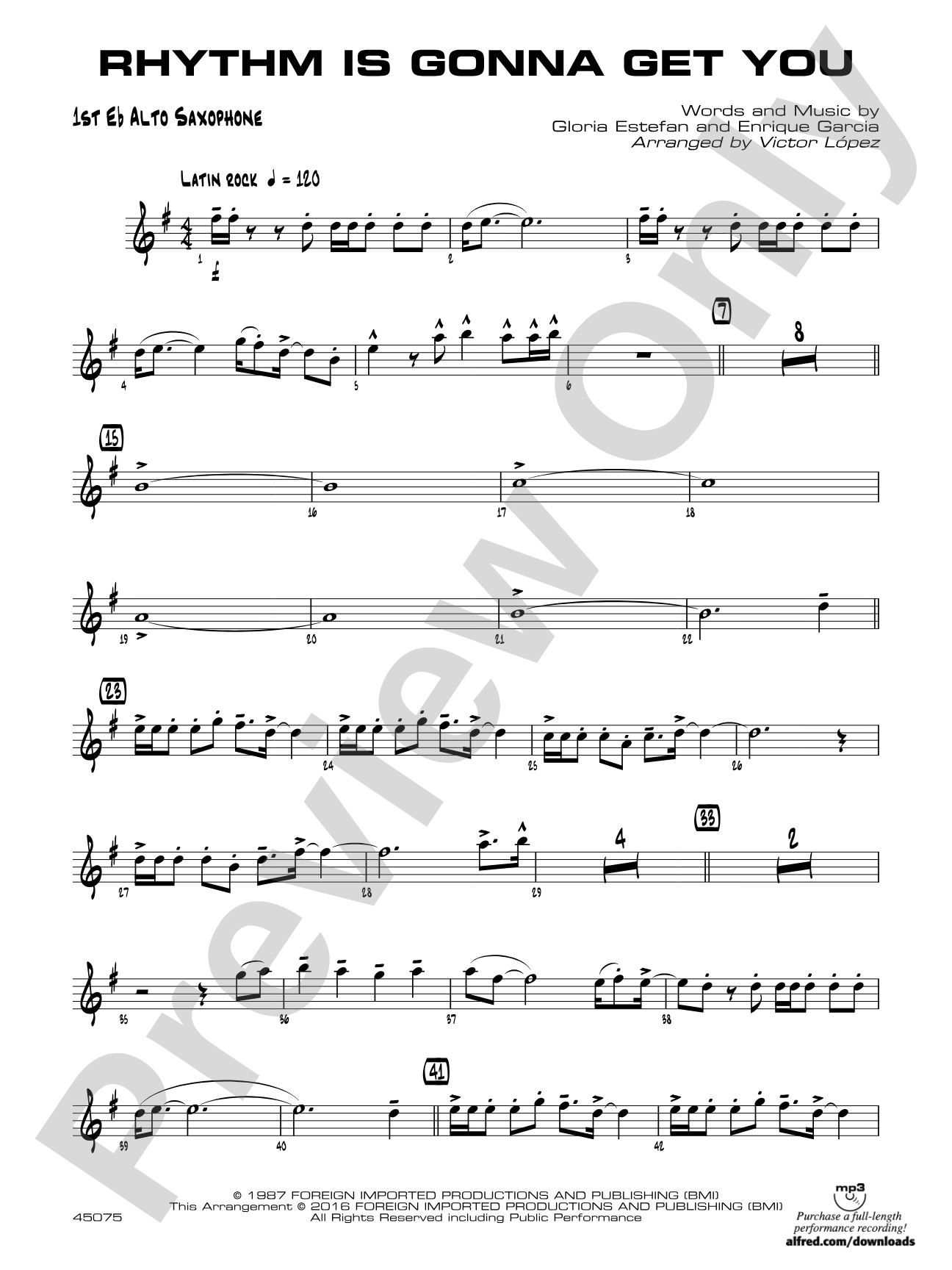 Rhythm Is Gonna Get You: E-flat Alto Saxophone