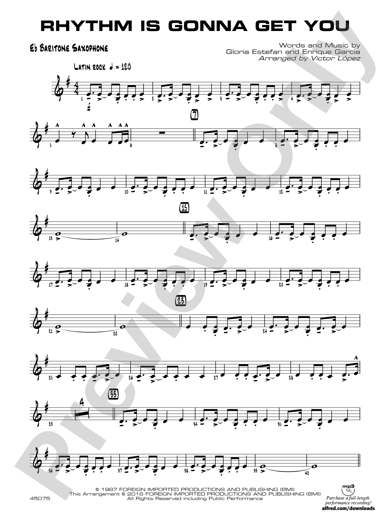 Rhythm Is Gonna Get You: E-flat Baritone Saxophone