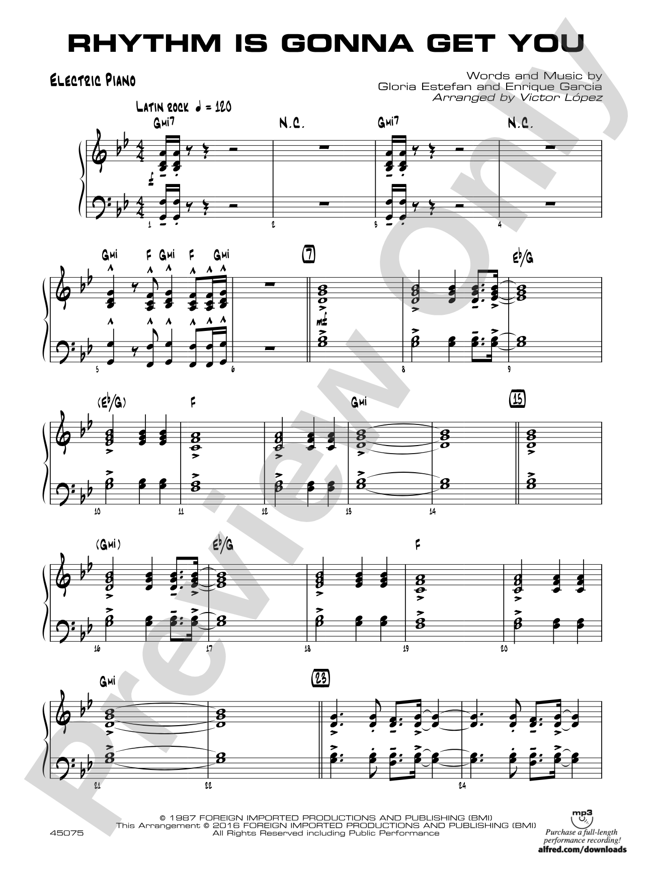 Rhythm Is Gonna Get You: Piano Accompaniment